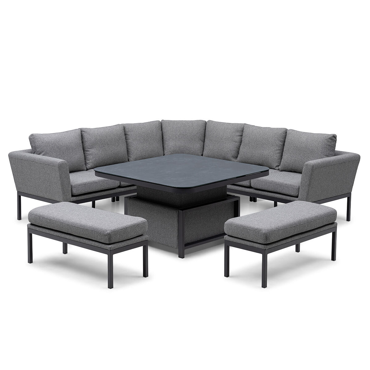 Pulse Deluxe Square Corner Dining Set with Rising Table - Zinc Grey