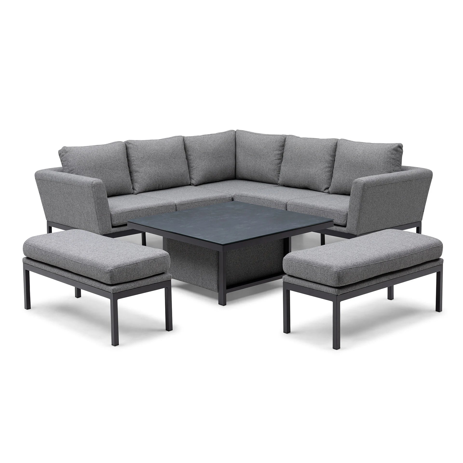 Pulse Square Corner Dining Set with Rising Table - Zinc Grey