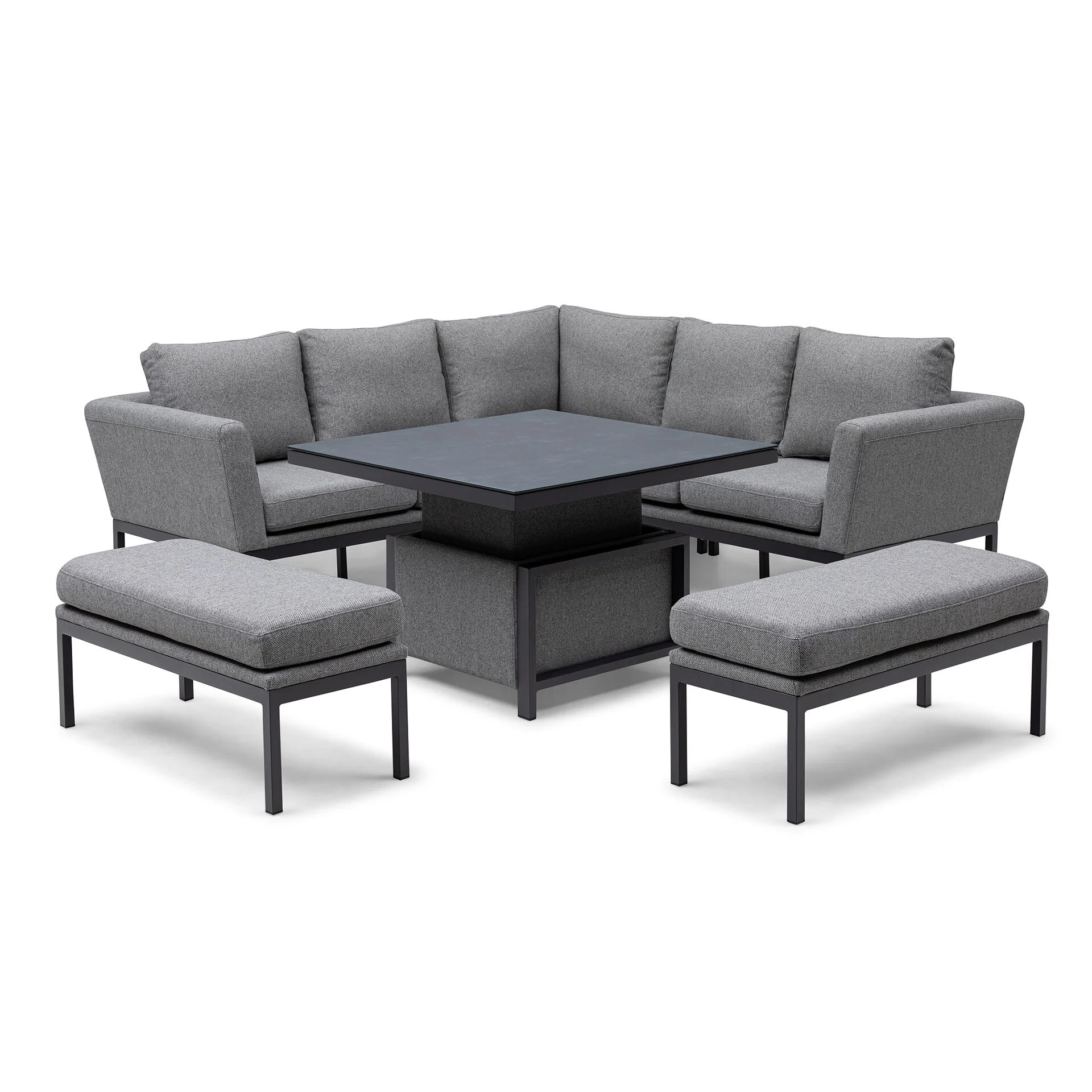 Pulse Square Corner Dining Set with Rising Table - Zinc Grey