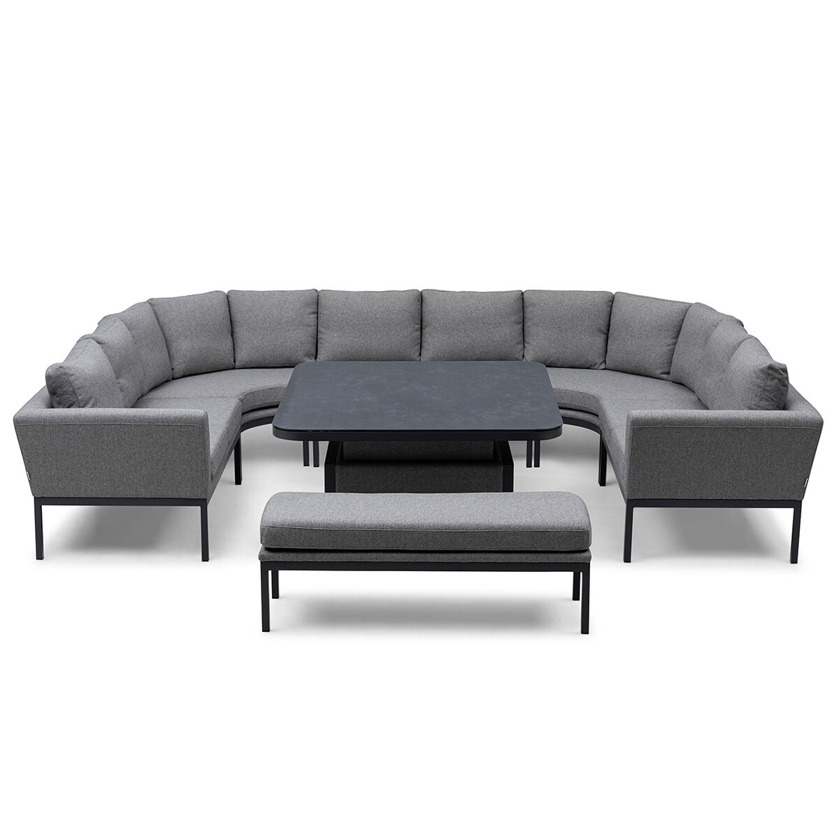 Pulse U Shape Corner Dining Set with Rising Table - Zinc Grey