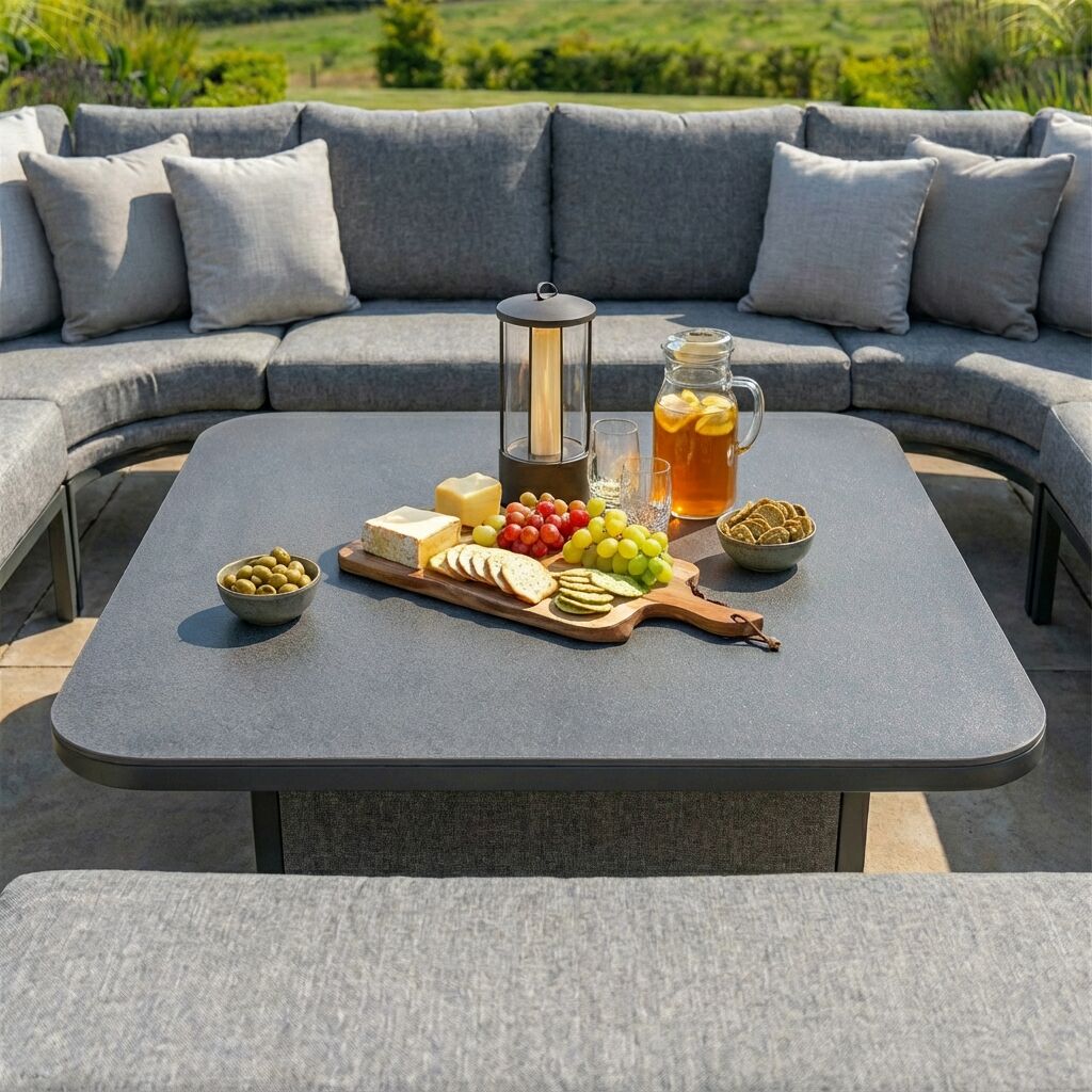 Pulse U Shape Corner Dining Set with Rising Table - Zinc Grey