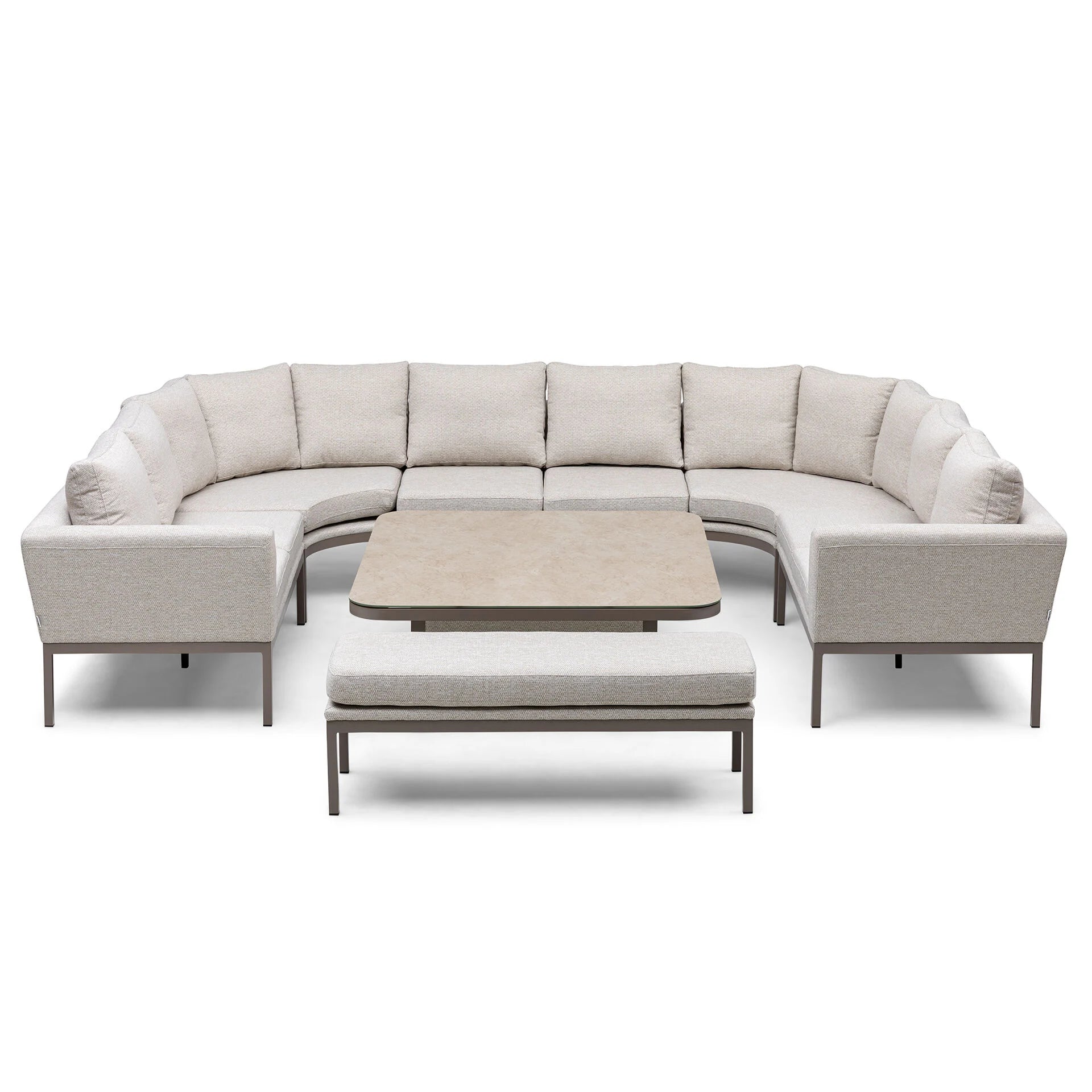 Pulse U Shape Corner Dining Set with Rising Table - Latte