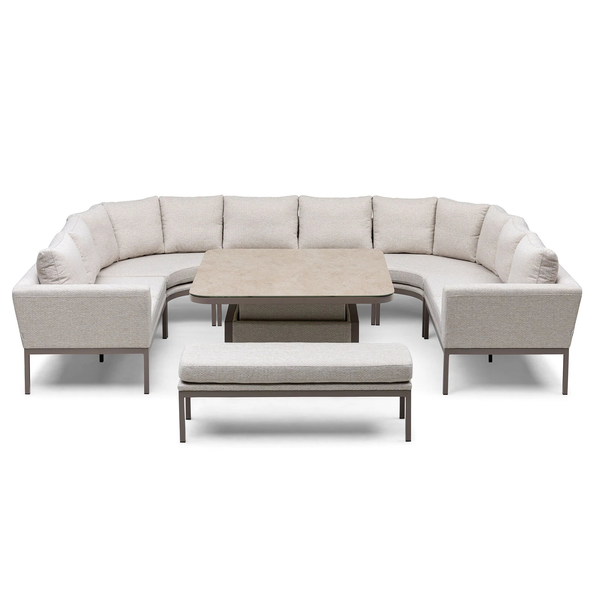 Pulse U Shape Corner Dining Set with Rising Table - Latte