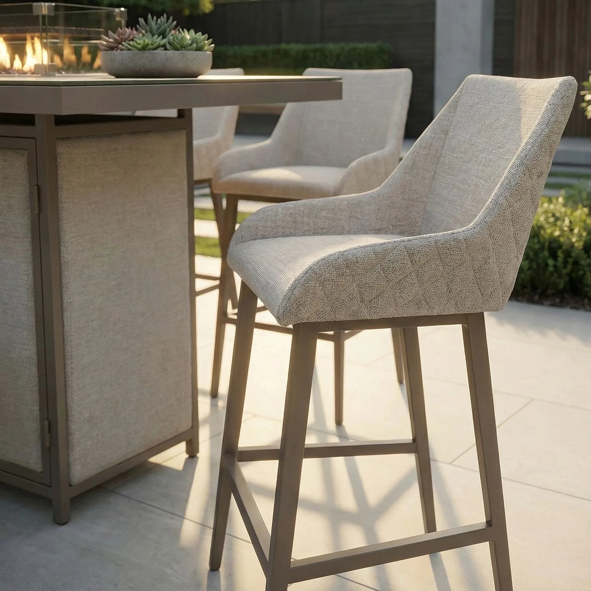 Regal 8 Seater Rectangular Fire Pit Bar Set - Latte