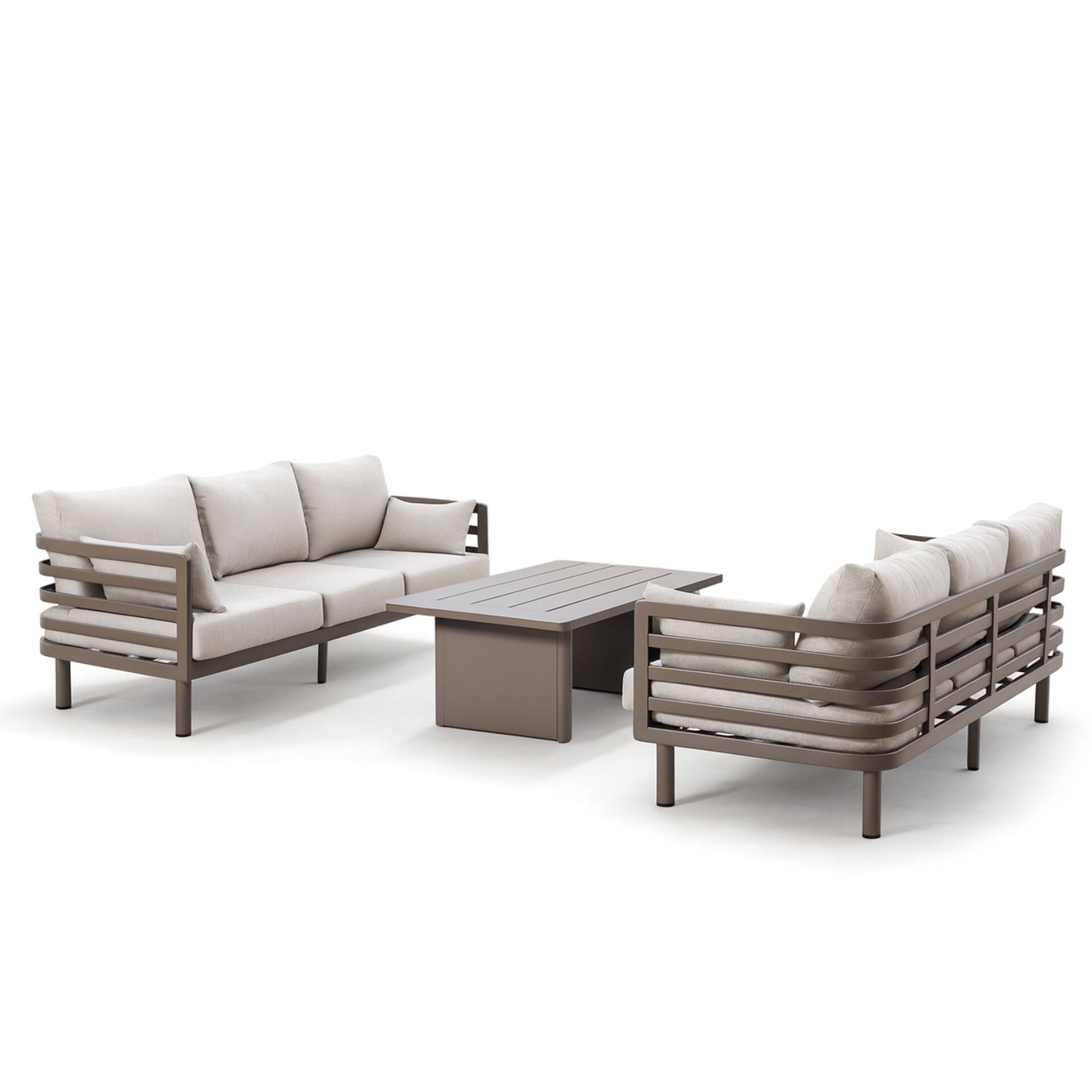 Metro 3 Seater Sofa Set x 2 with Rectangular Coffee Table - Café