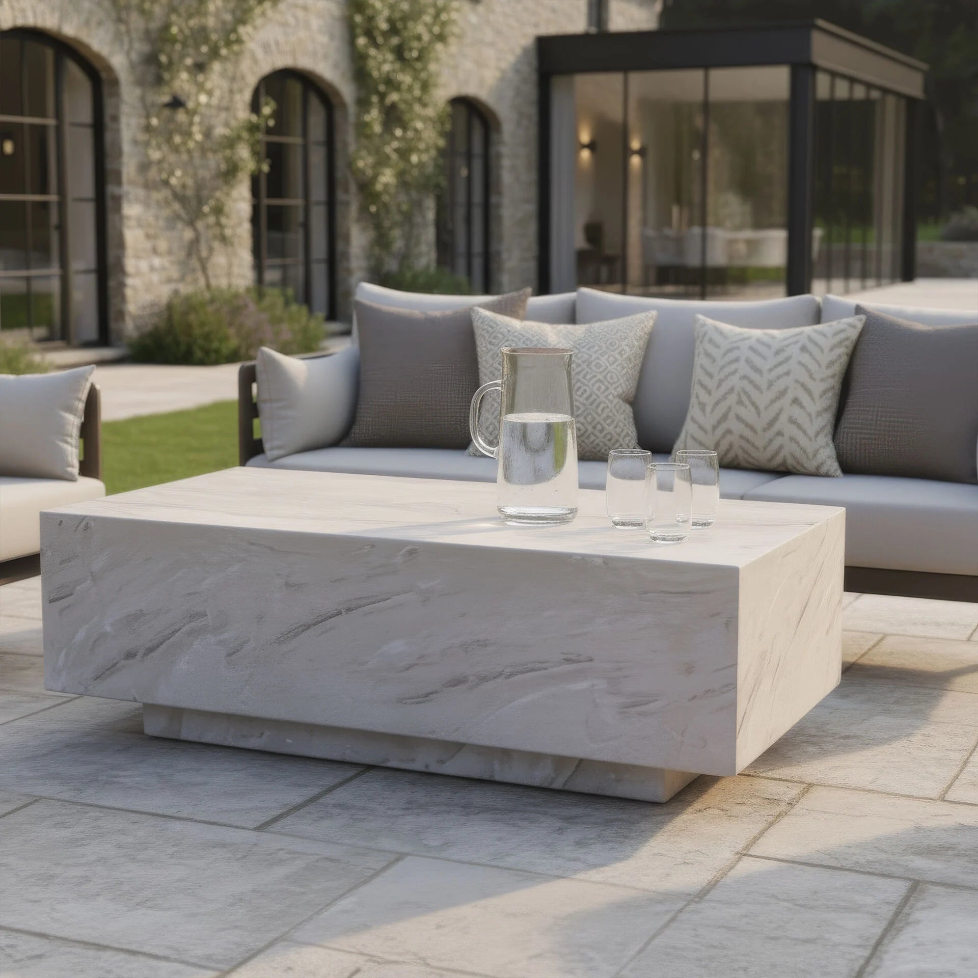 Metro 2x 3 Seater Sofa'S with Rectangular Sintered Stone Coffee Table