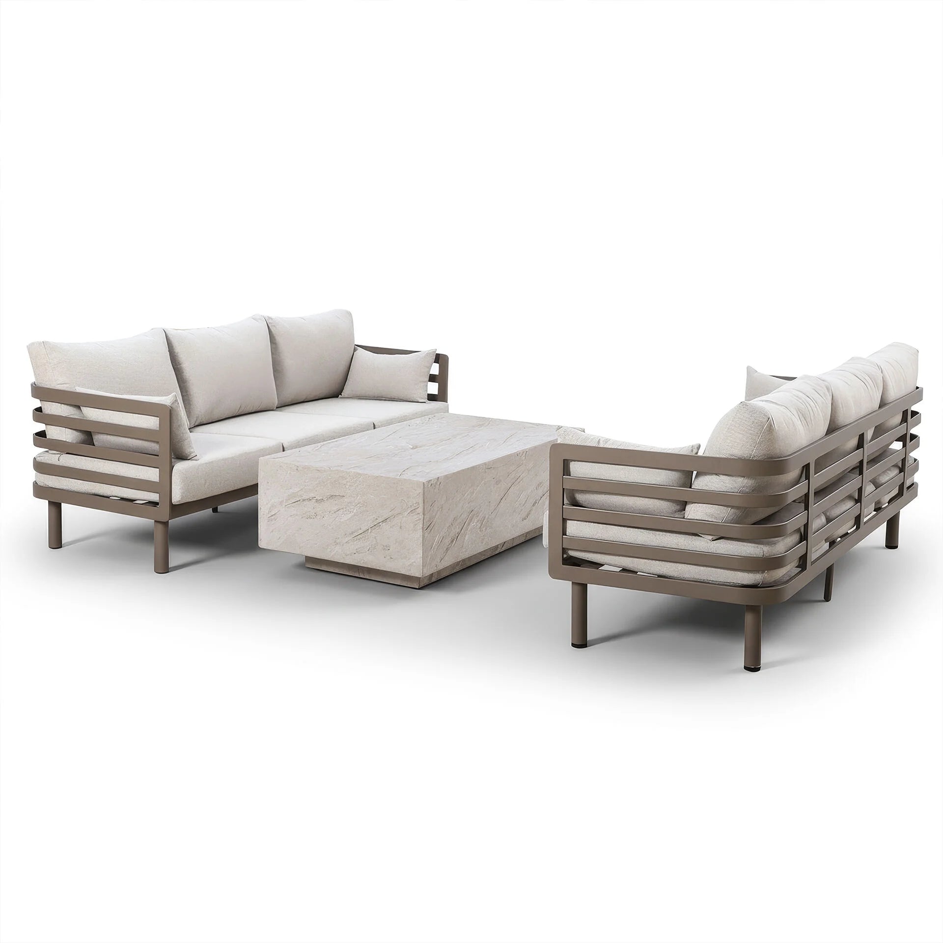 Metro 2x 3 Seater Sofa'S with Rectangular Sintered Stone Coffee Table