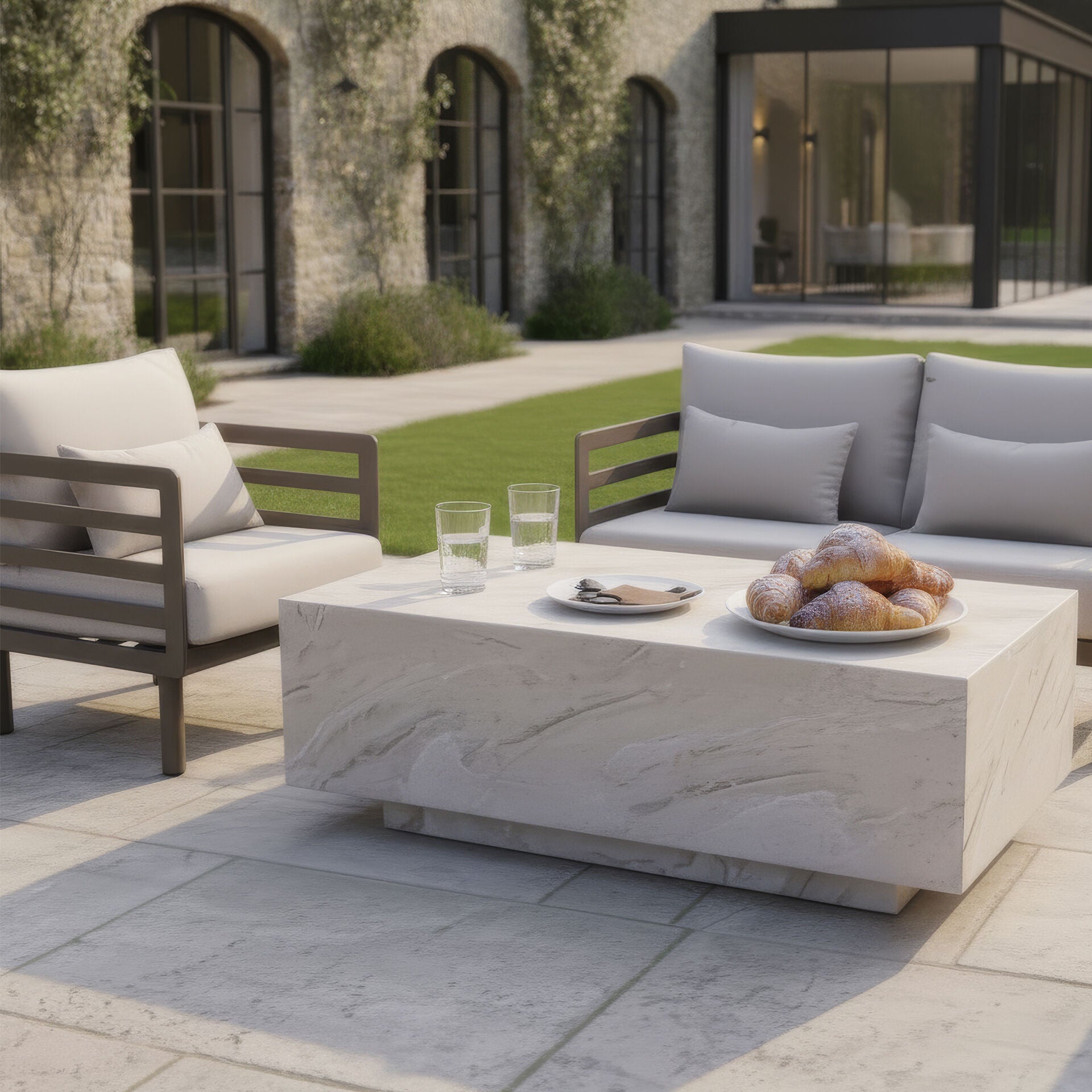 Metro 2 Seater Sofa Set with Rectangular Sintered Stone Coffee Table