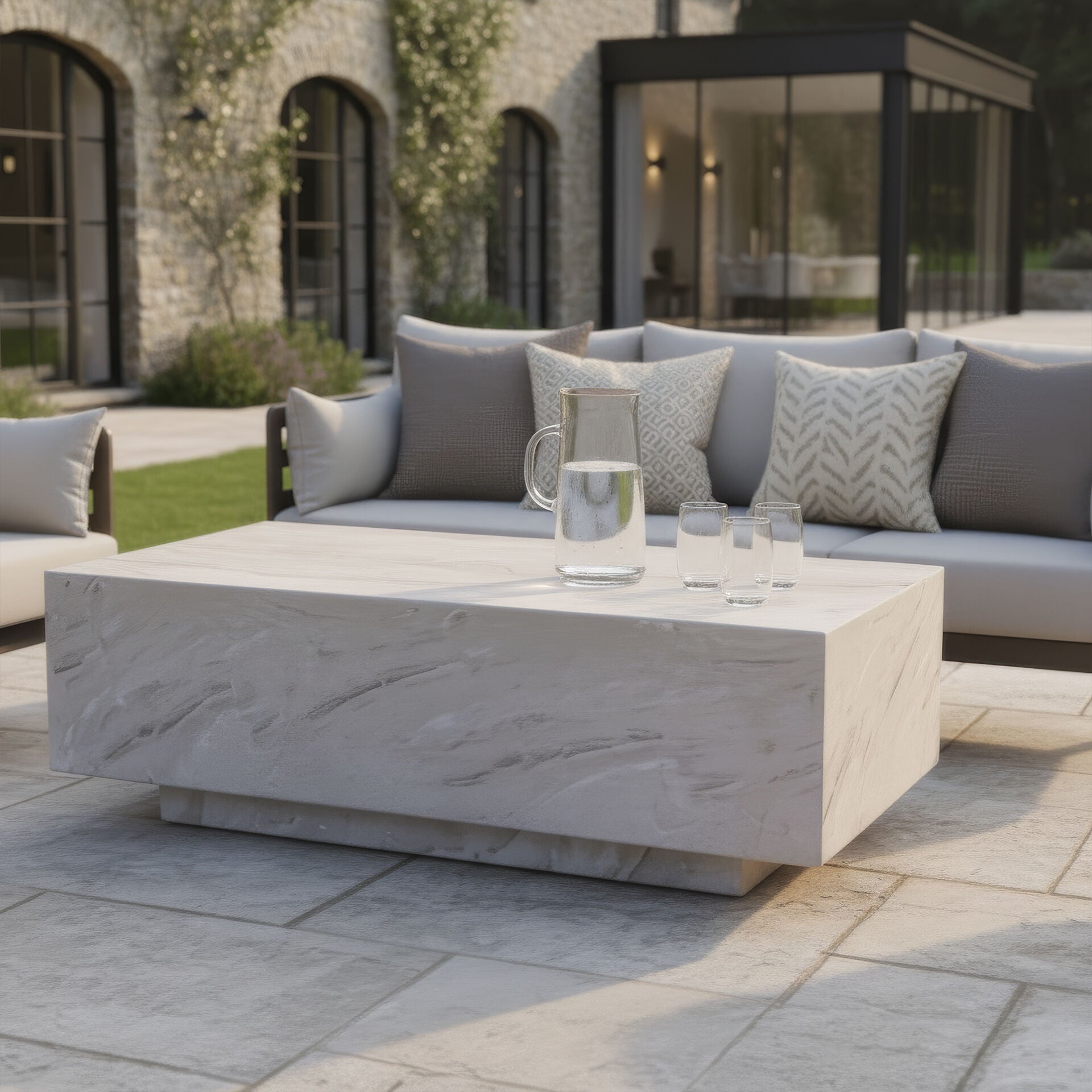 Metro 3 Seater Sofa Set with Rectangular Sintered Stone Coffee Table