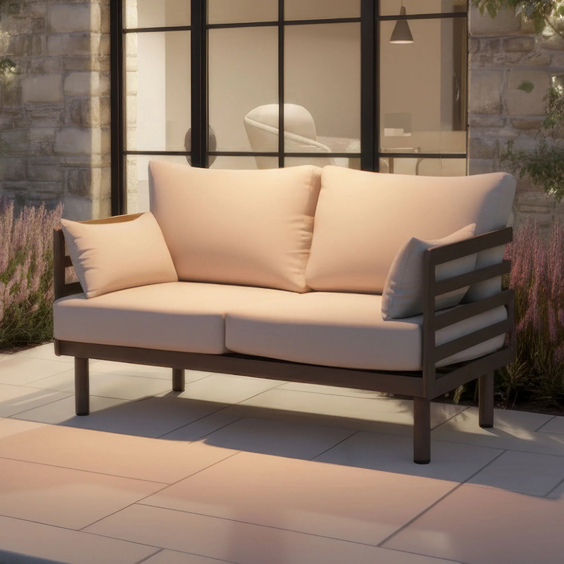 Metro 2 Seater Sofa Set x 2 with Rectangular Coffee Table - Café