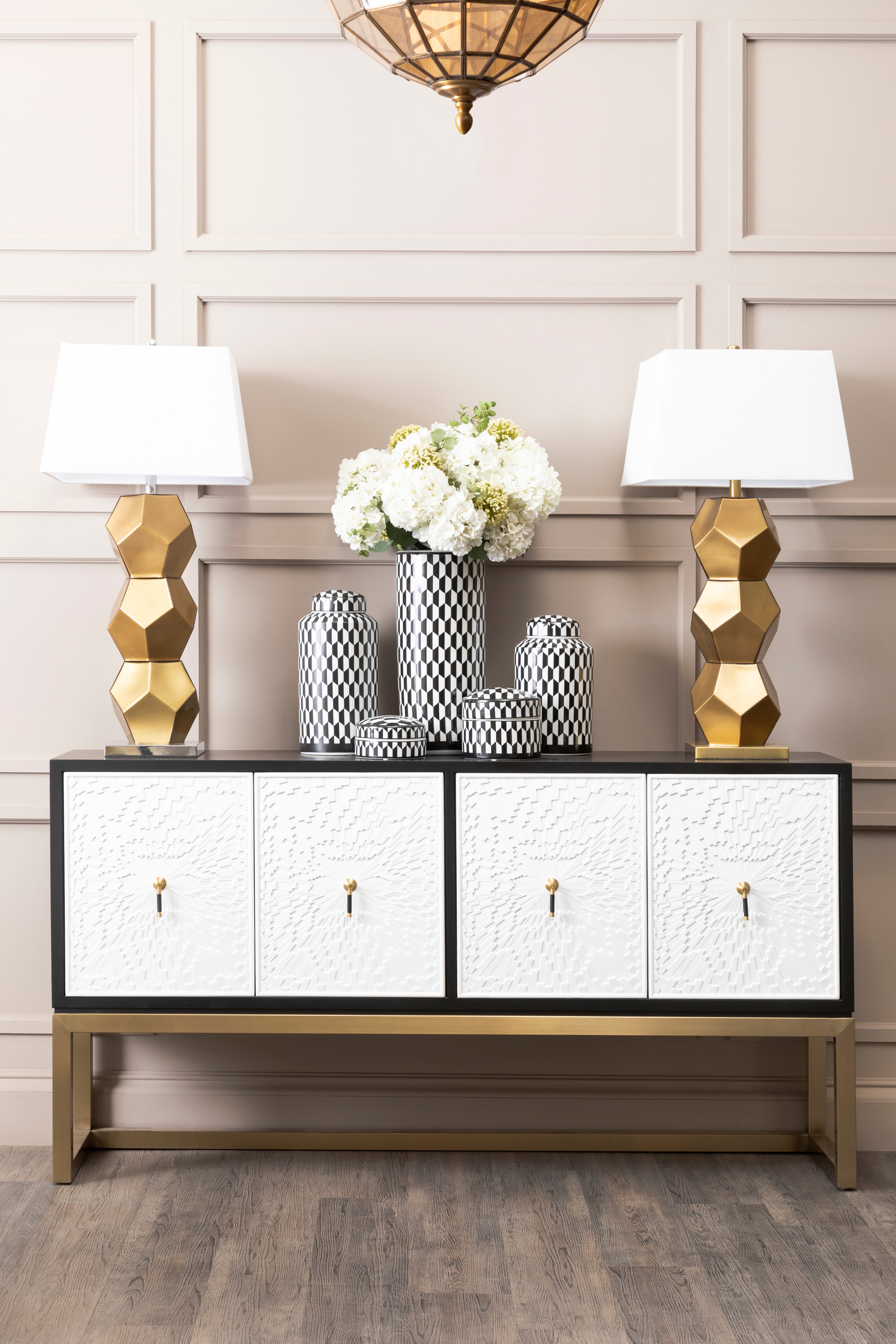 Palais Gold Glass Table Lamp with Chrome Base