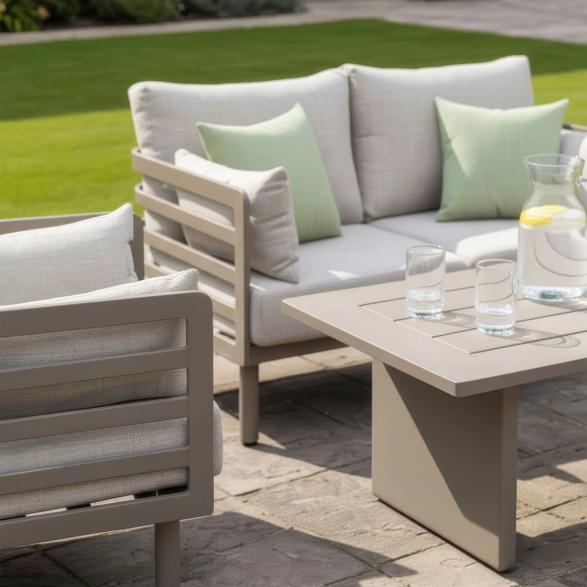 Metro 2 Seater Sofa Set with Rectangular Coffee Table - Café
