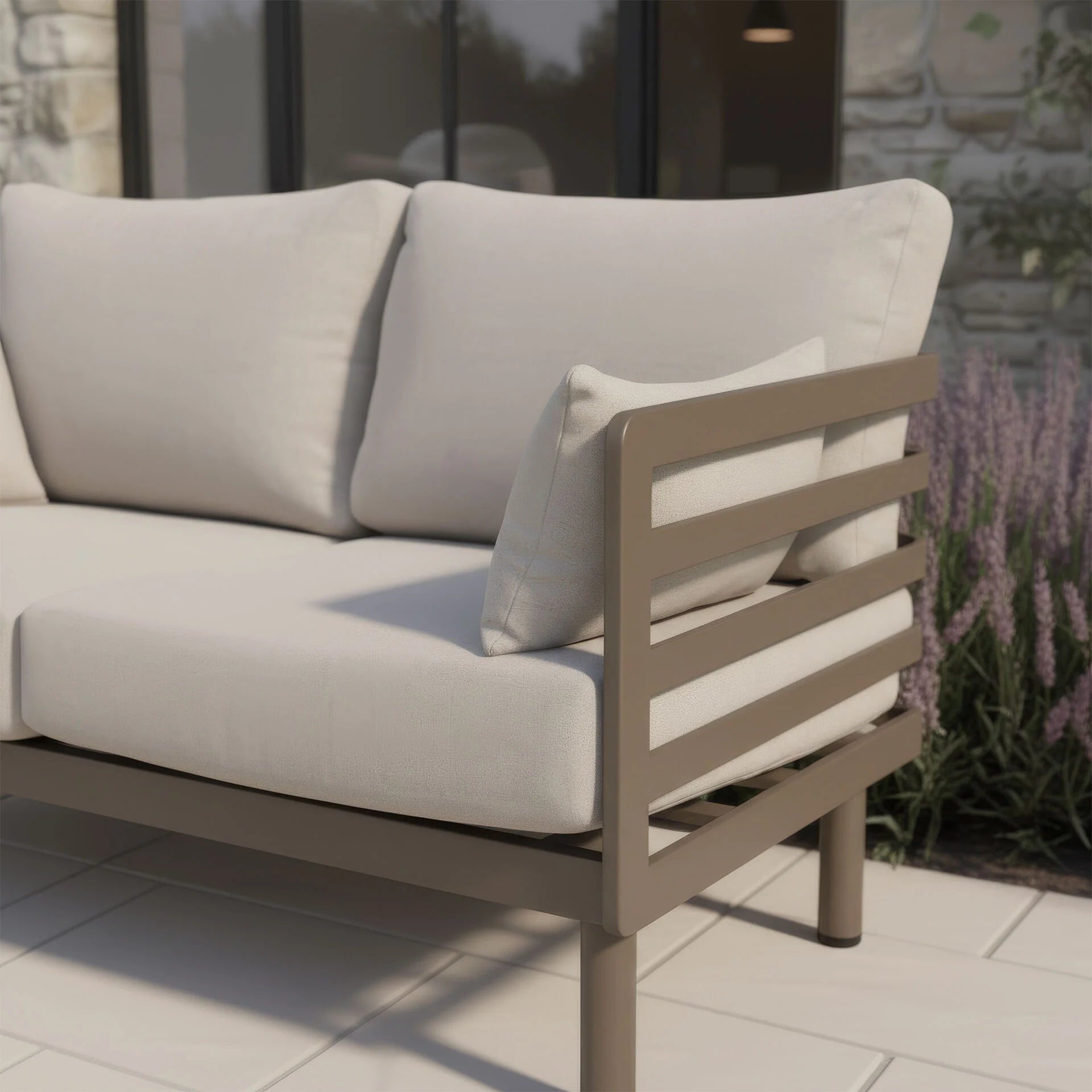Metro 2 Seater Sofa Set with Rectangular Coffee Table - Café