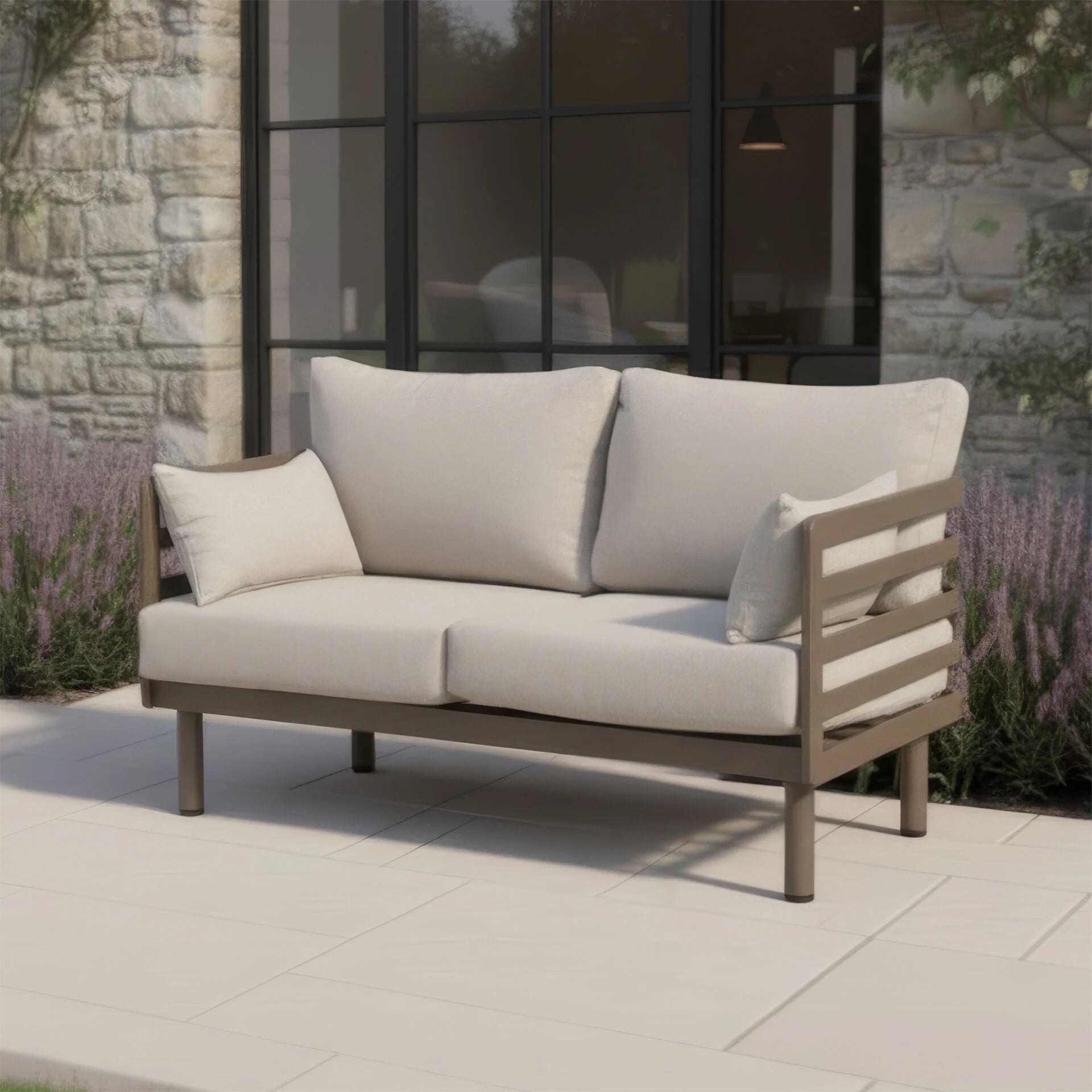 Metro 2 Seater Sofa Set with Rectangular Coffee Table - Café