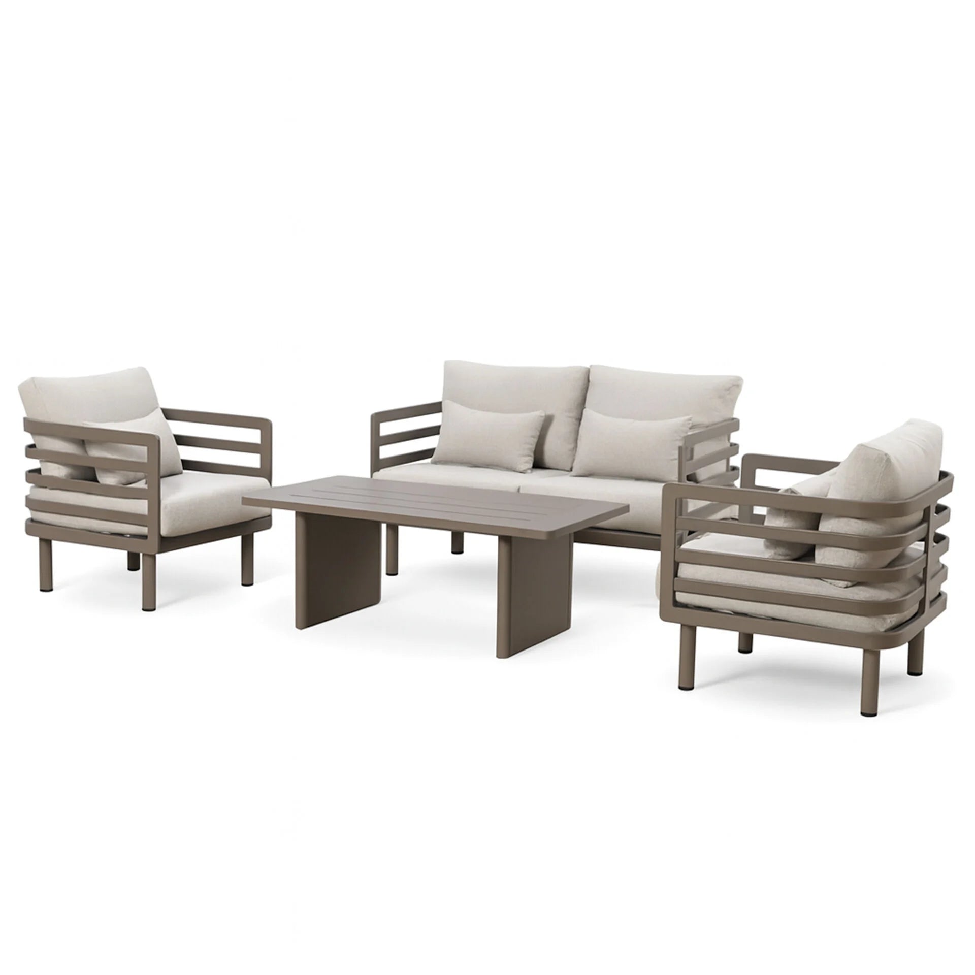 Metro 2 Seater Sofa Set with Rectangular Coffee Table - Café