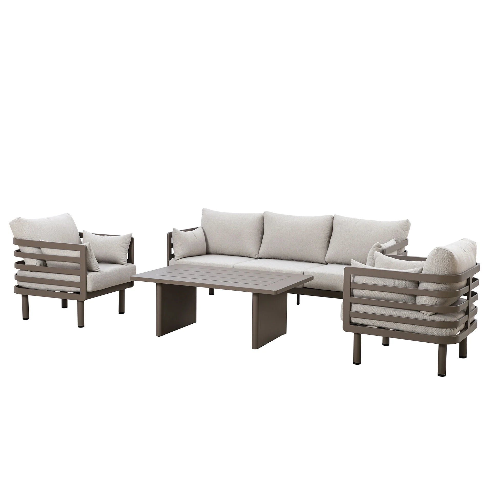 Metro 3 Seater Sofa Set with Rectangular Coffee Table - Café