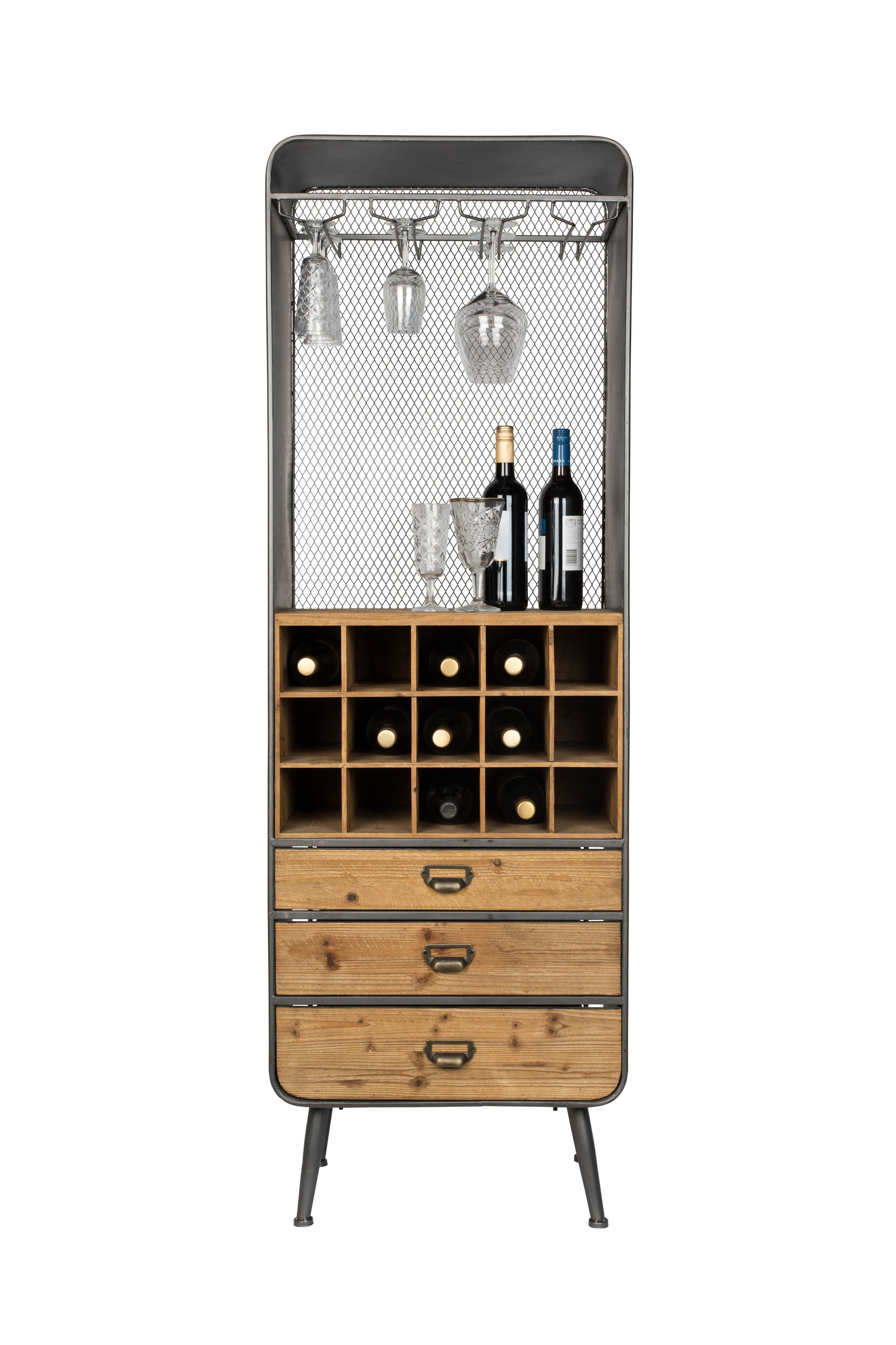 Dutchbone Vino Natural & Black Wood Drinks Cabinet