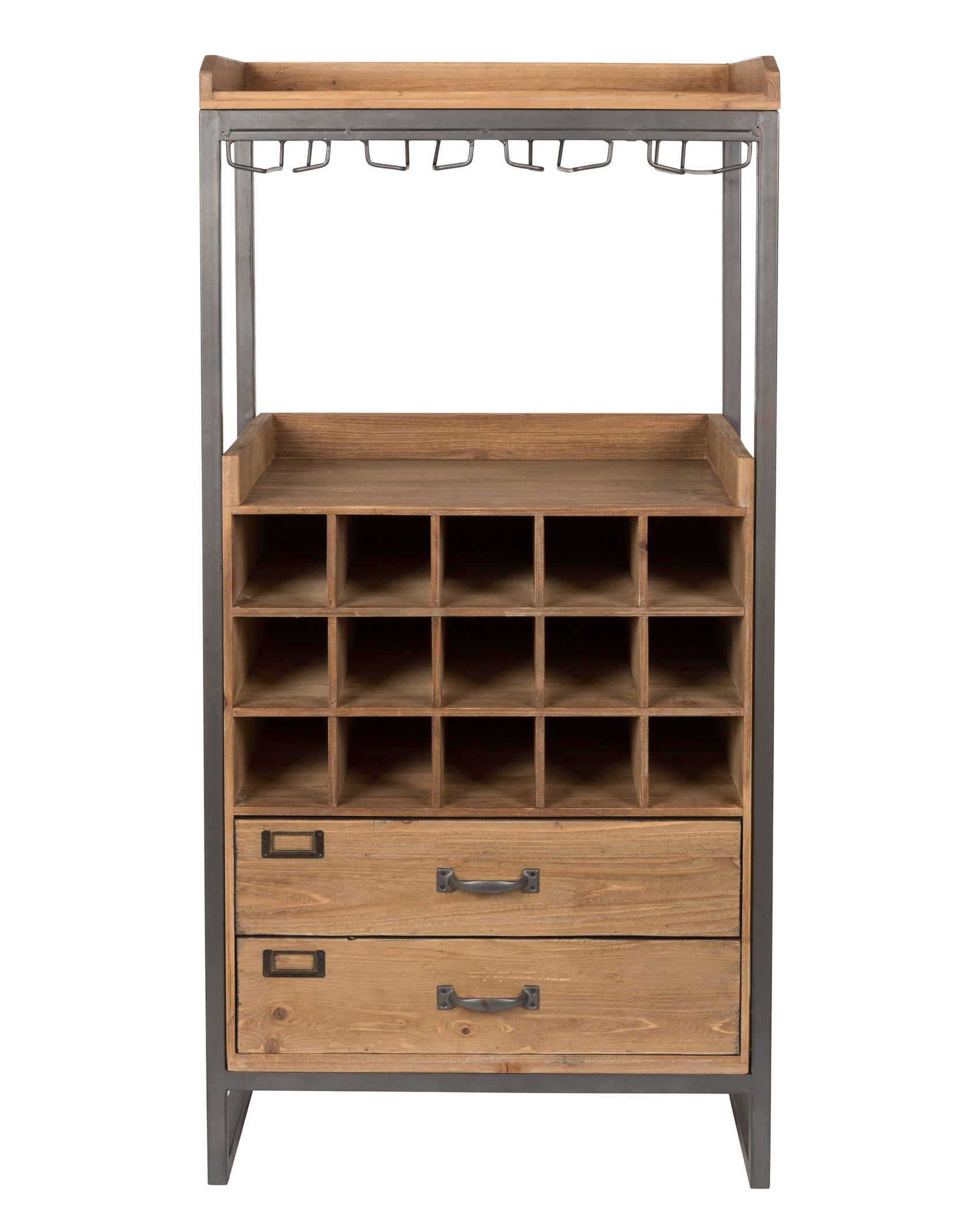 Edgar Natural Fir Wood Drinks Open Drinks Cabinet