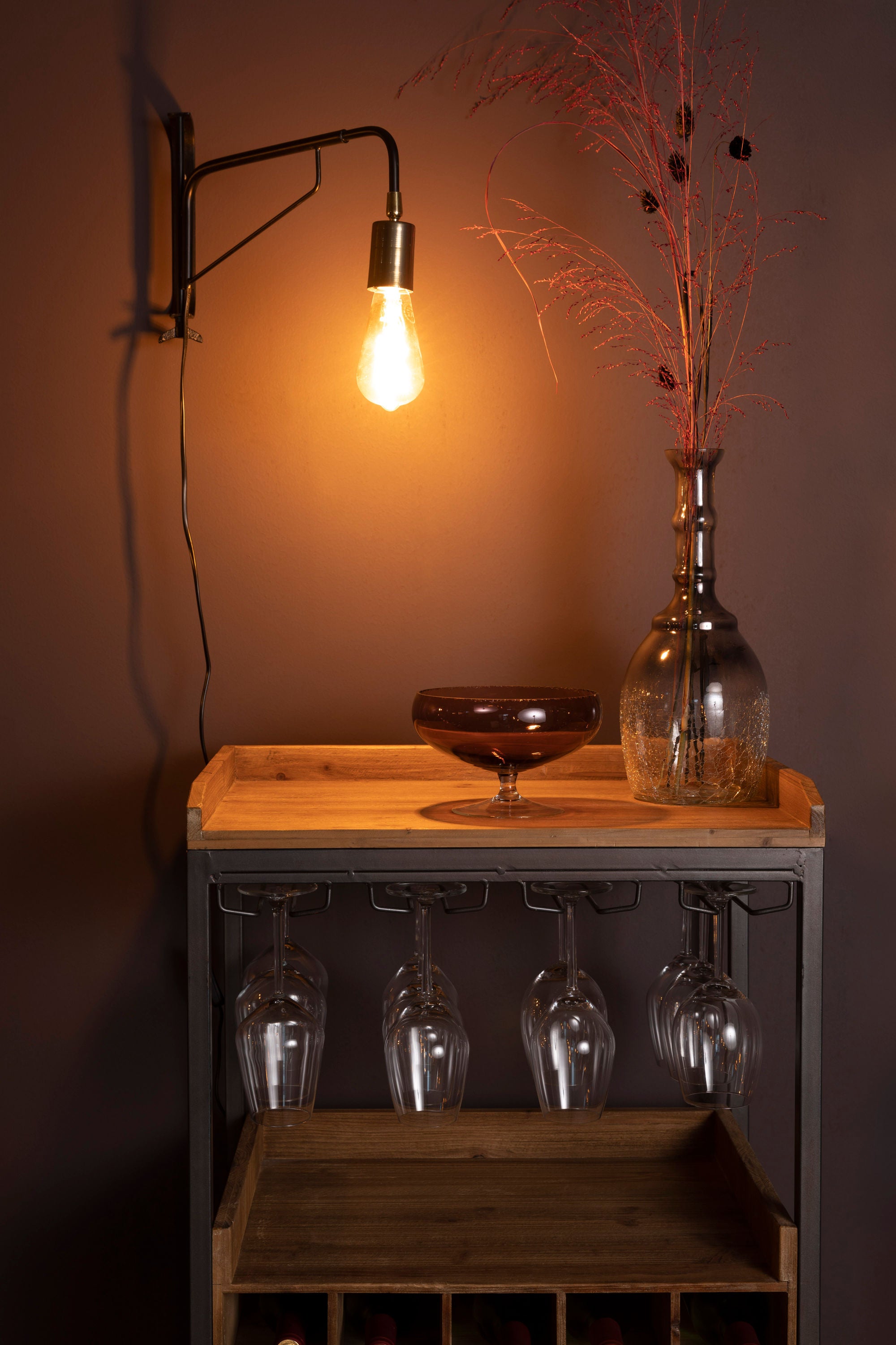 Edgar Natural Fir Wood Drinks Open Drinks Cabinet