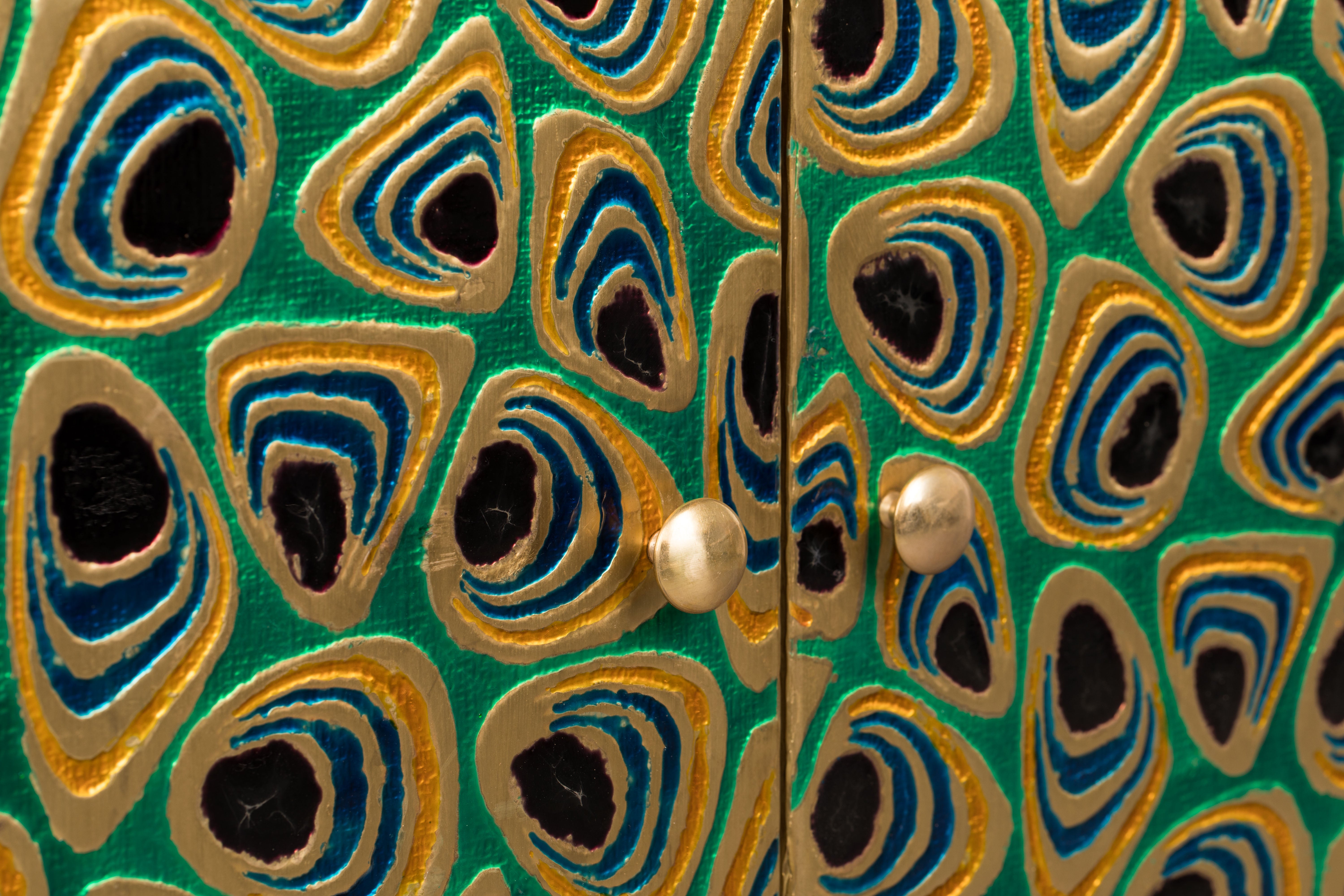 Dutchbone Meena Green Peacock Eyes Sideboard