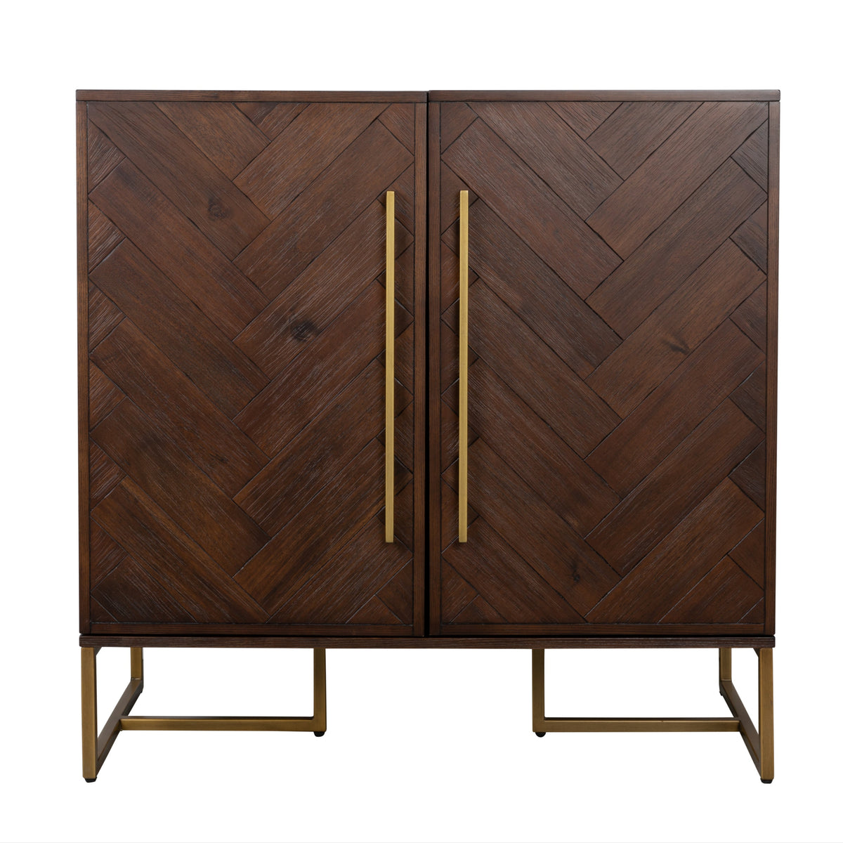 Dutchbone Class Herringbone Brown Acacia Wood Drinks Cabinet
