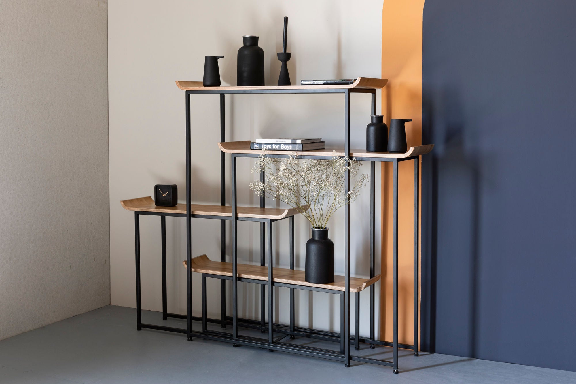 Zuiver Flodka Black & Natural Wood Display Unit