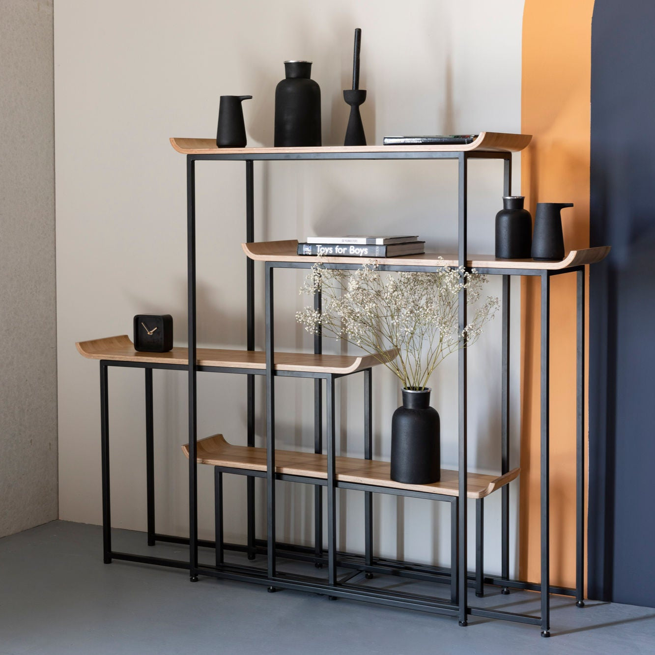Zuiver Flodka Black & Natural Wood Display Unit