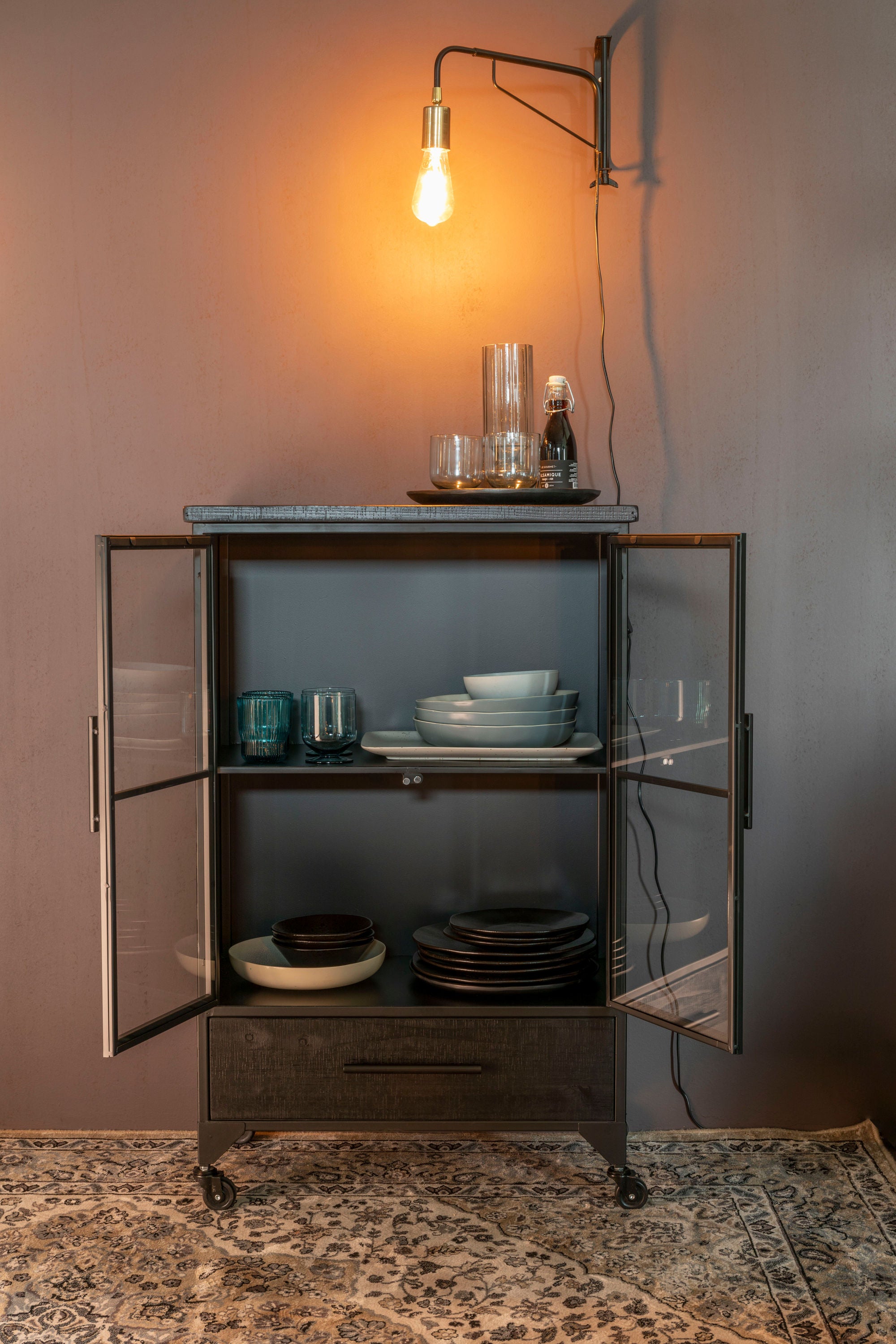 Ferre Black & Glass Low Display Unit