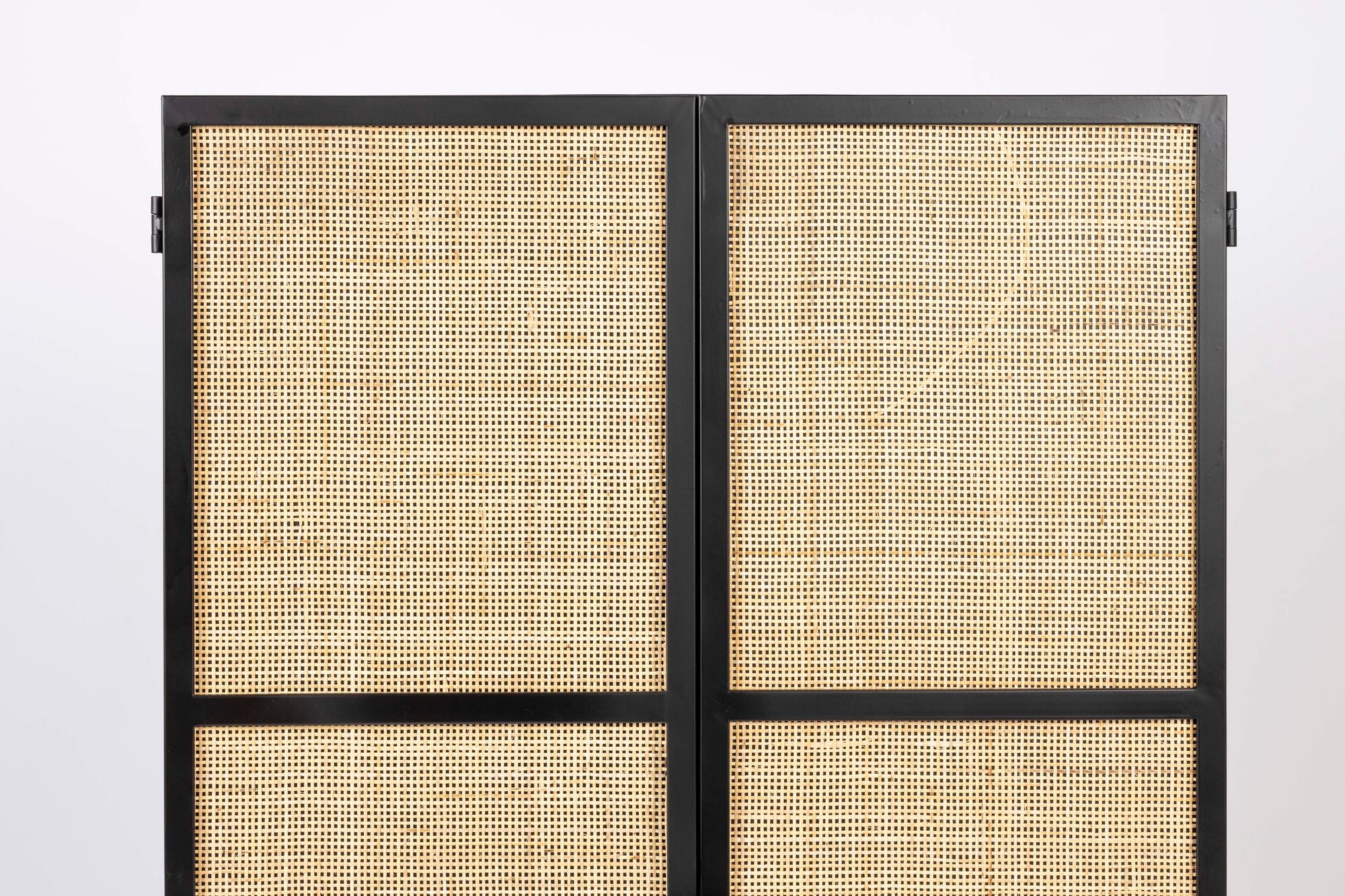 Guuji Black Wood & Natural Rattan High Cabinet | 2 Doors