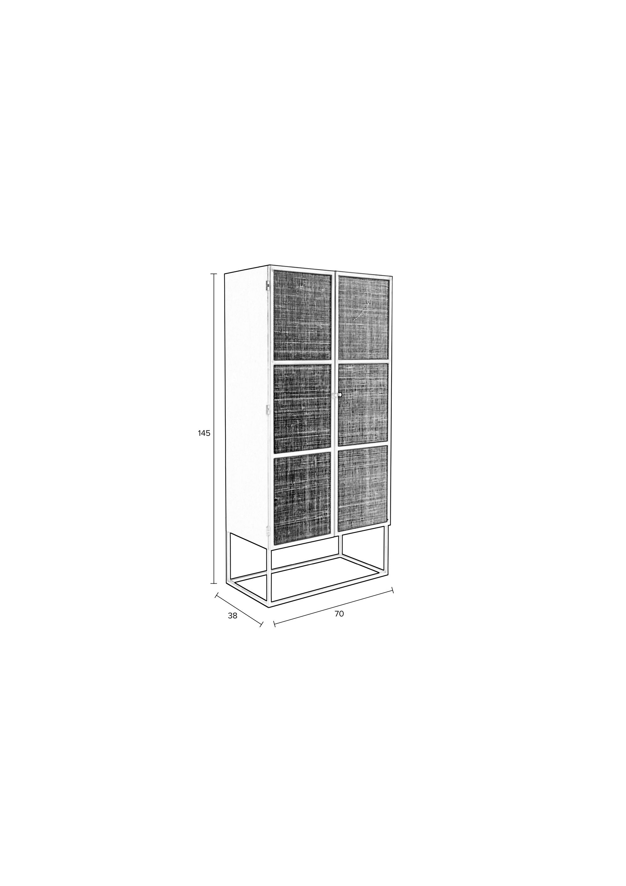 Guuji Black Wood & Natural Rattan High Cabinet | 2 Doors