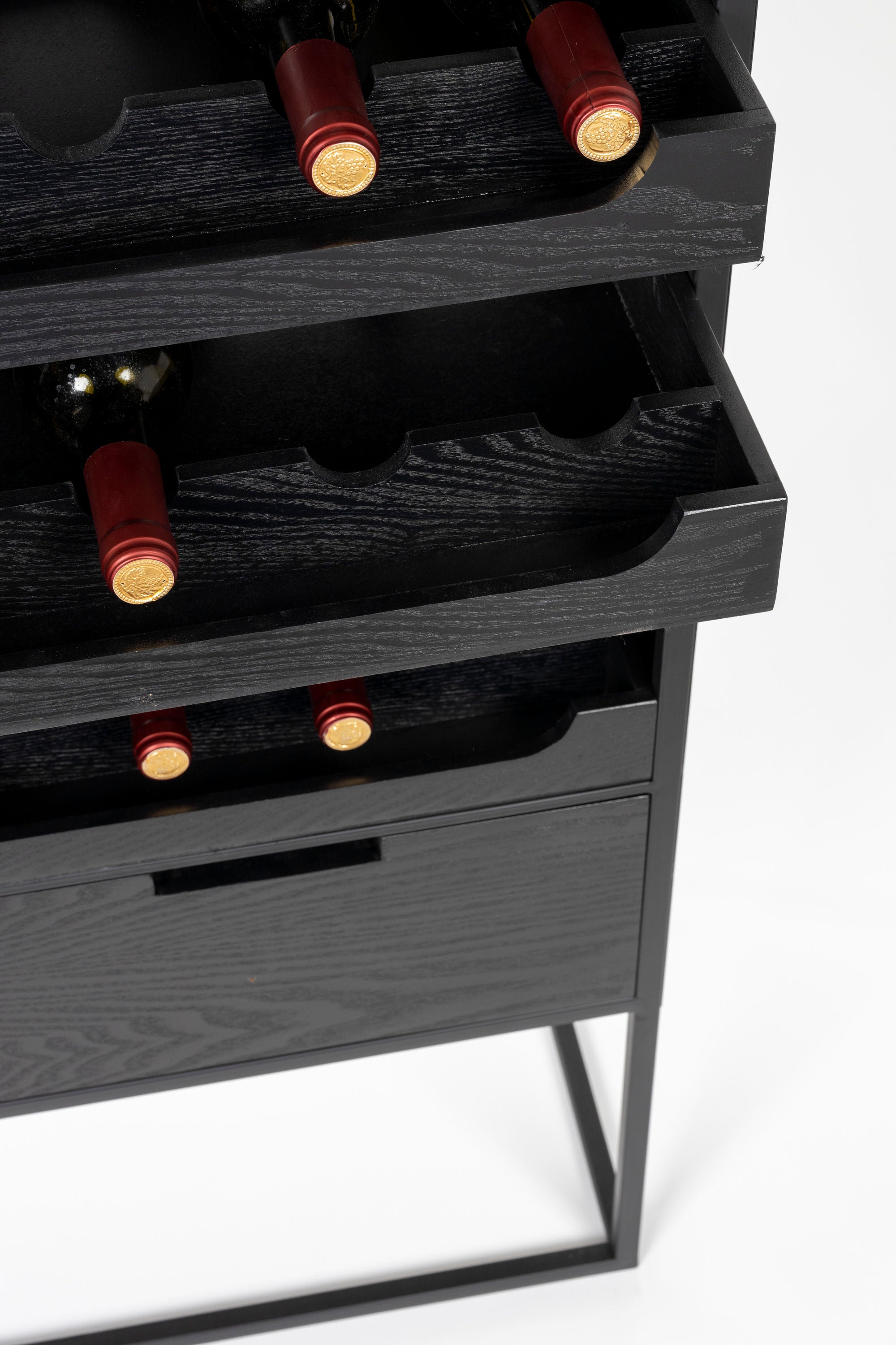 Guuji Black Wood & Natural Rattan High Drinks Cabinet
