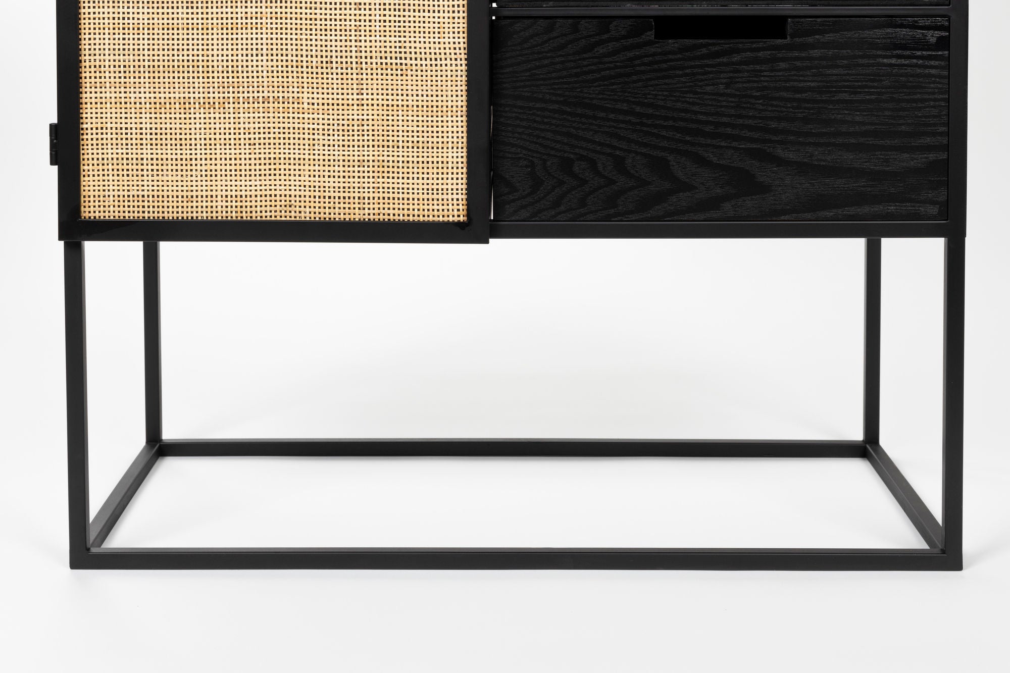 Guuji Black Wood & Natural Rattan High Drinks Cabinet