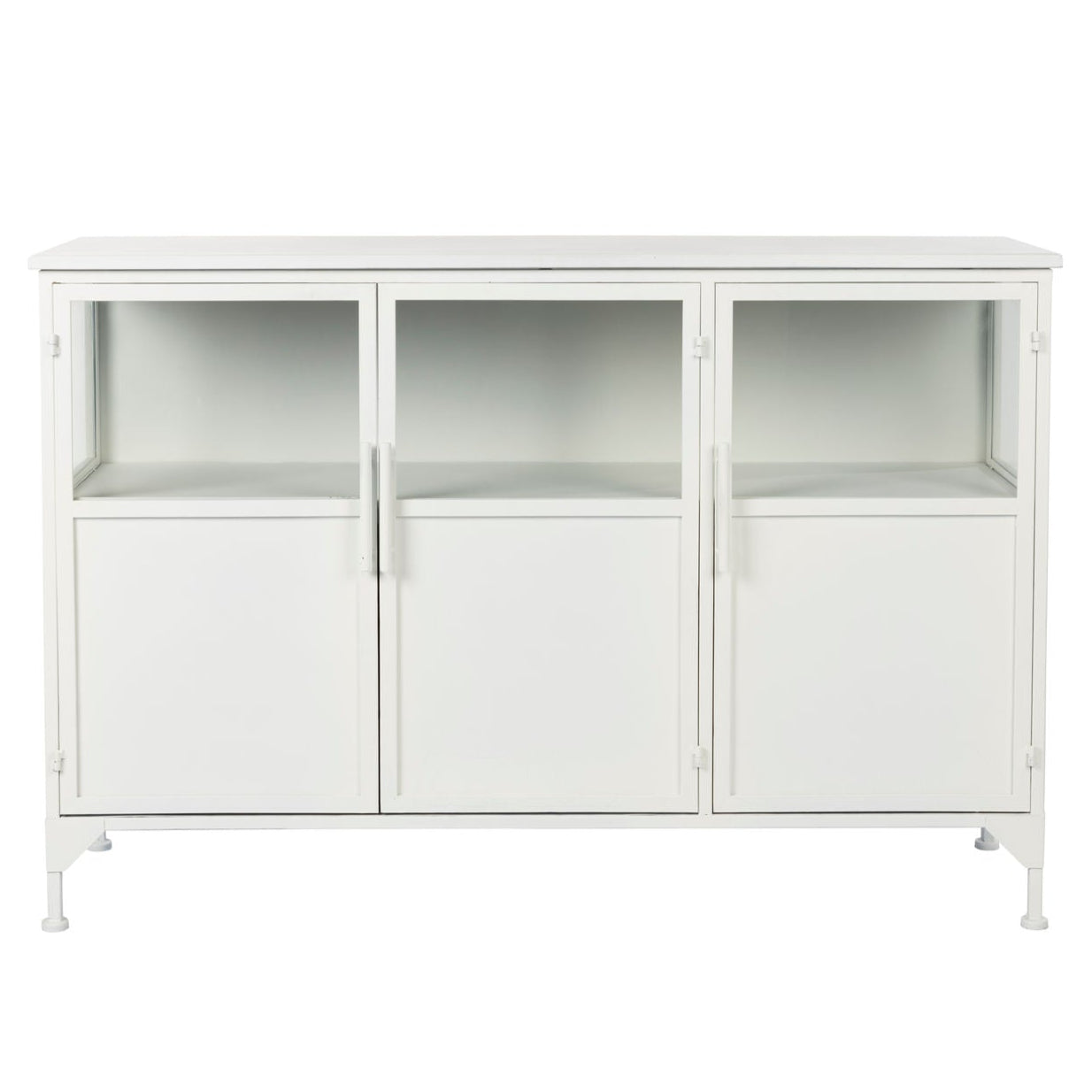 Miya White Iron & Glass Low Display Cabinet