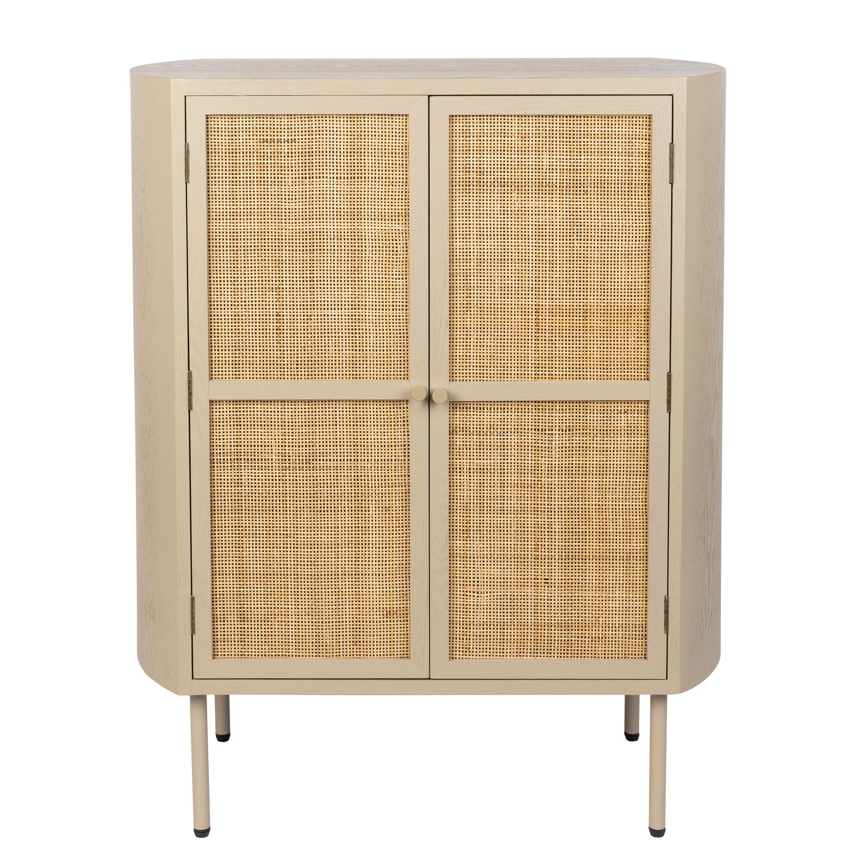 Amaya Beige Wood & Natural Rattan Cabinet