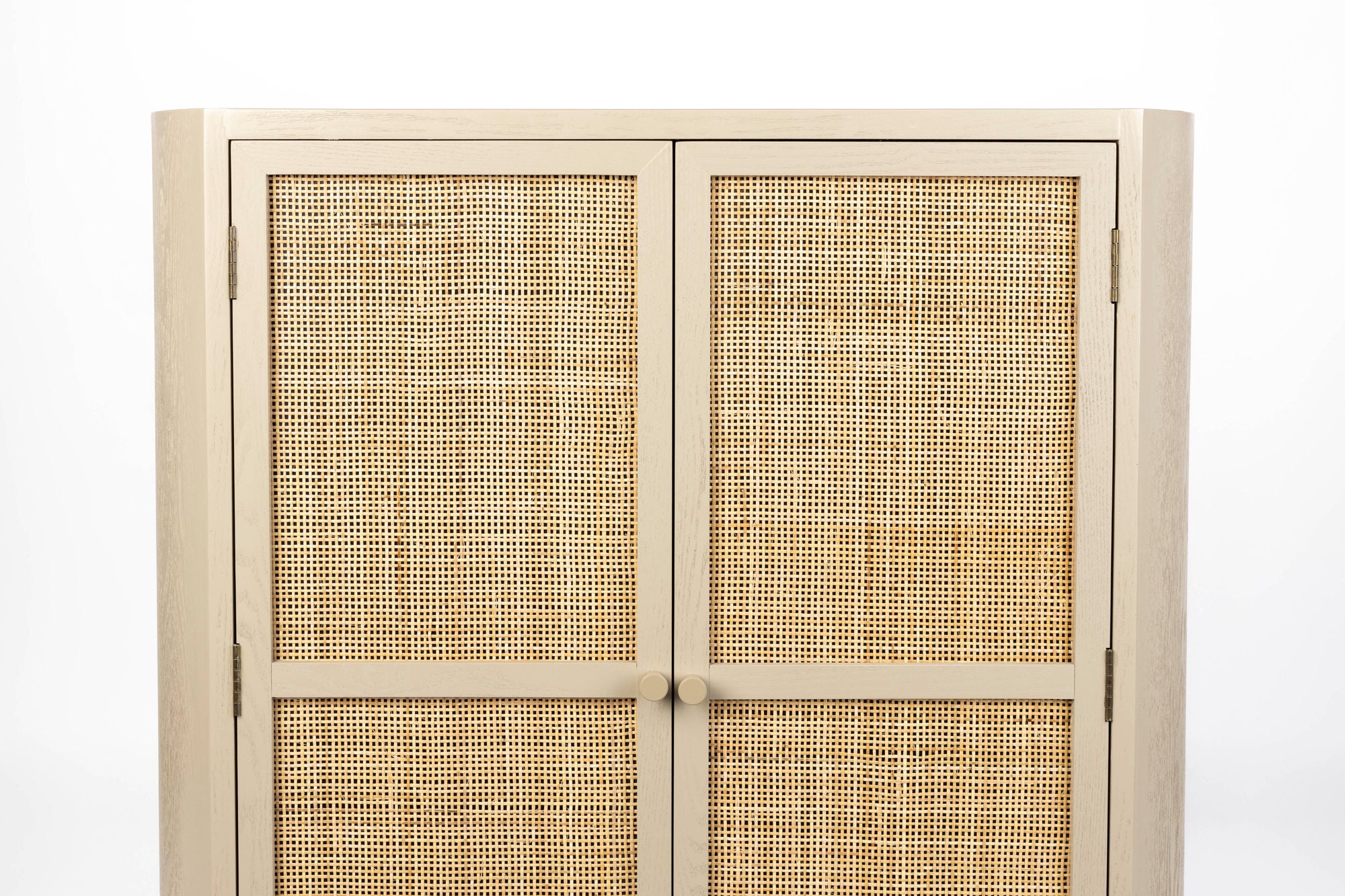 Amaya Beige Wood & Natural Rattan Cabinet