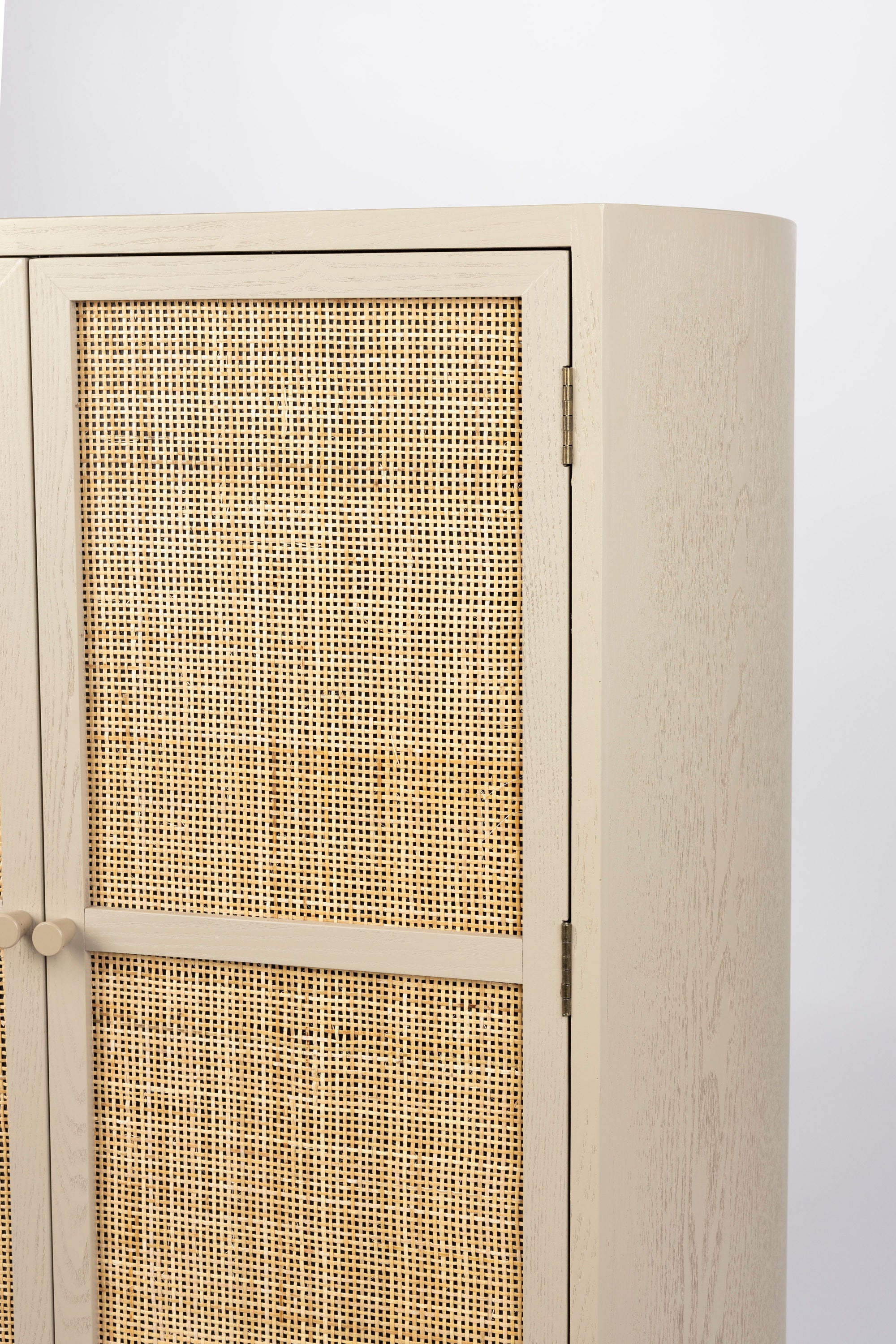 Amaya Beige Wood & Natural Rattan Cabinet