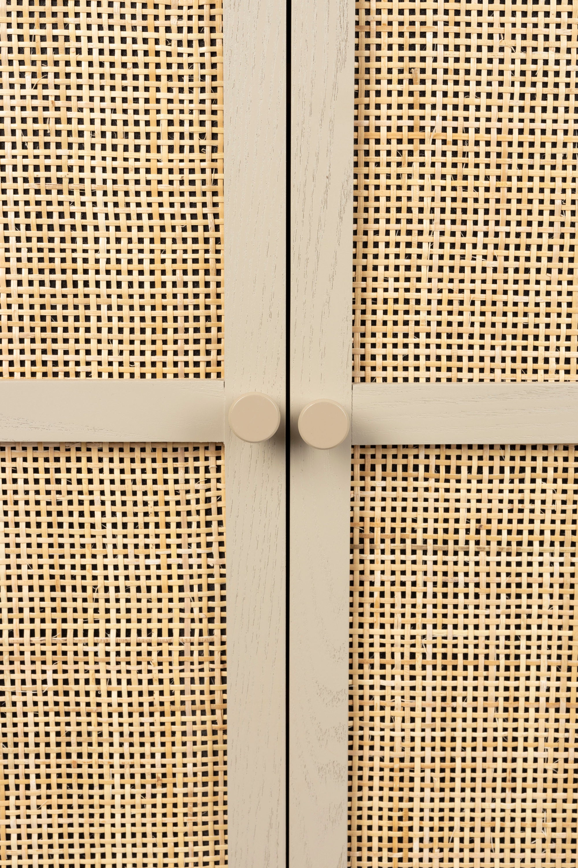 Amaya Beige Wood & Natural Rattan Cabinet