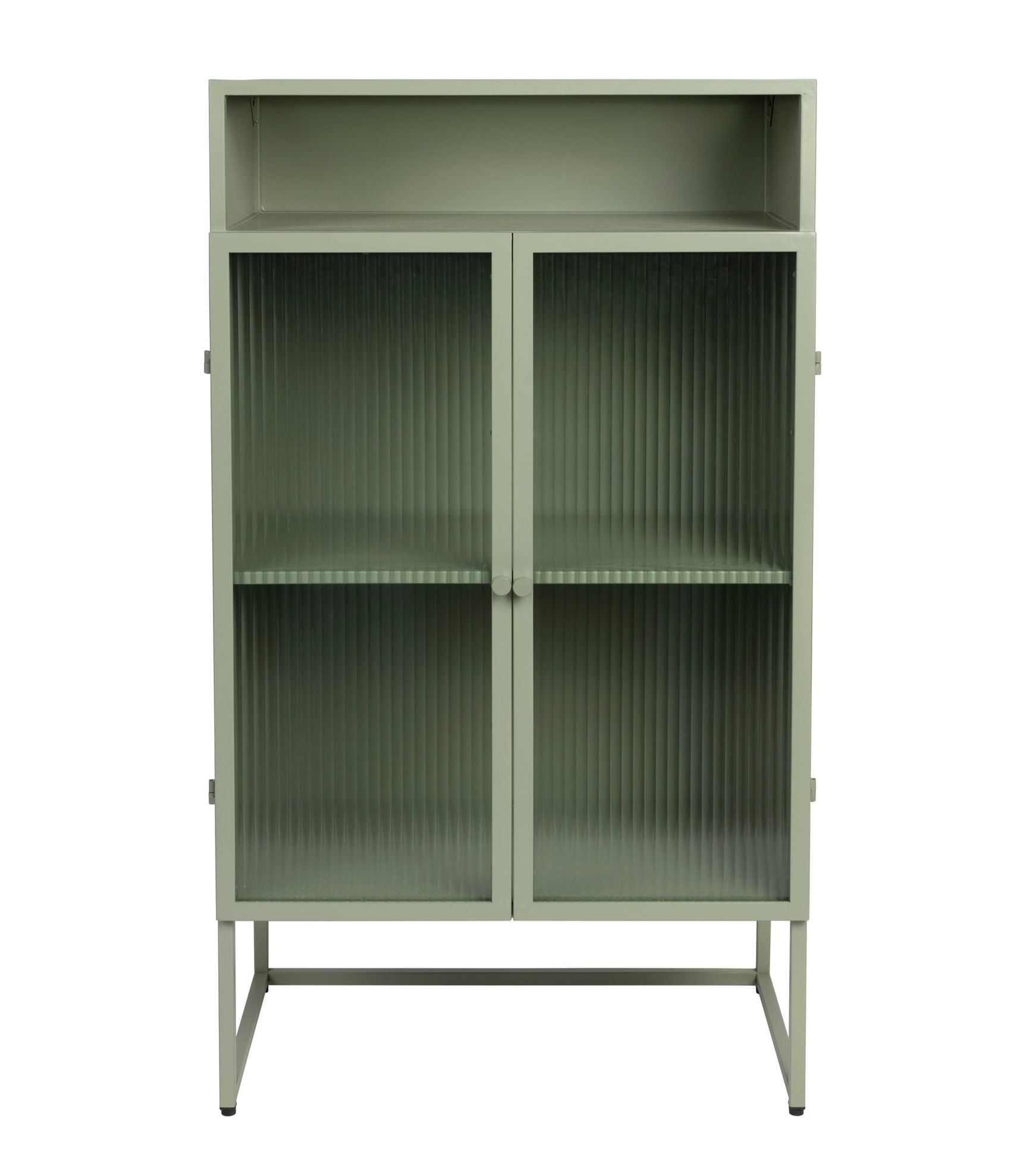 Herbe Green Wood & Ribbed Glass Display Cabinet