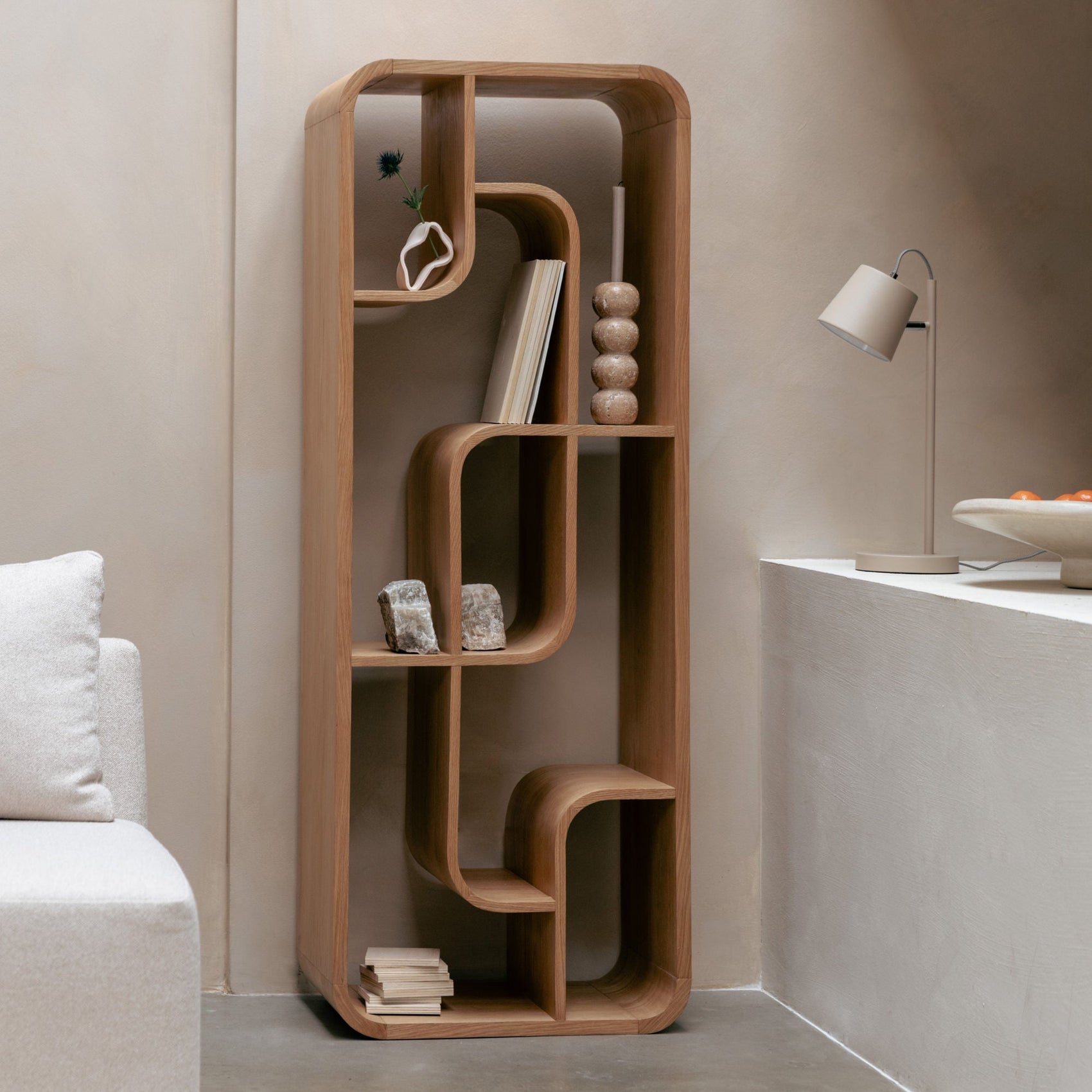 Zuiver Seven Abstract Natural Oak Wood Display Unit