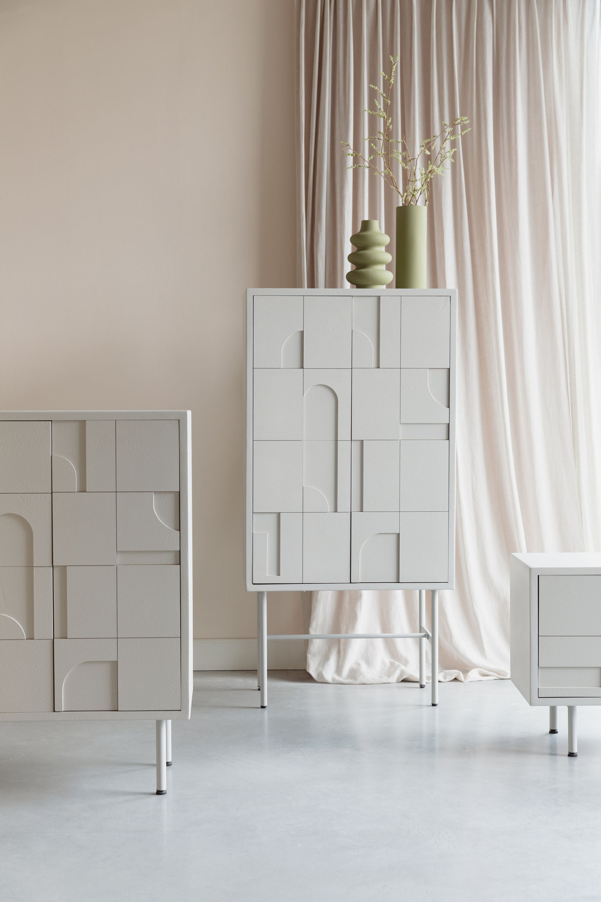 Funk Geometric Off White High Cabinet