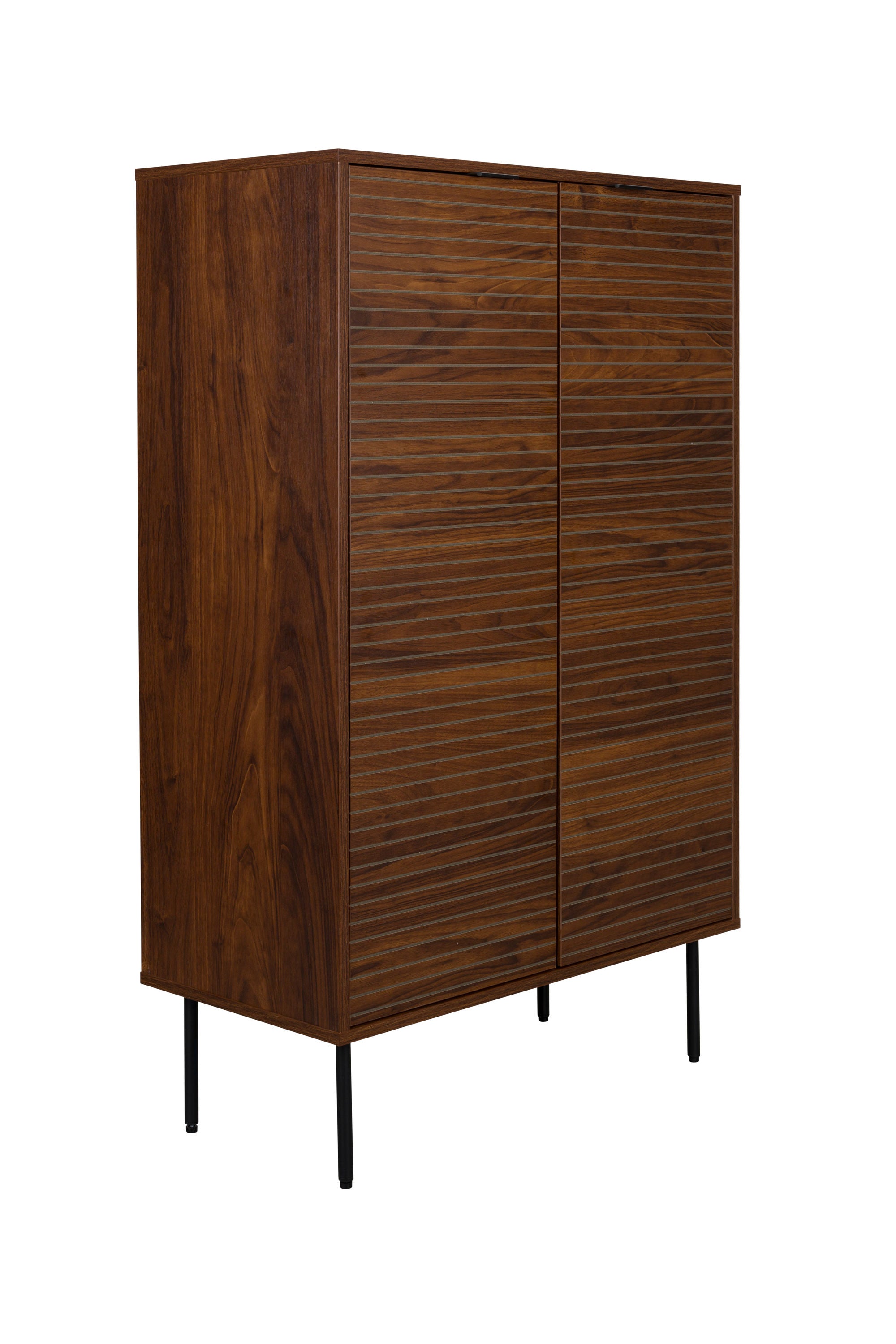 Stripes Walnut Brown Wood Cabinet