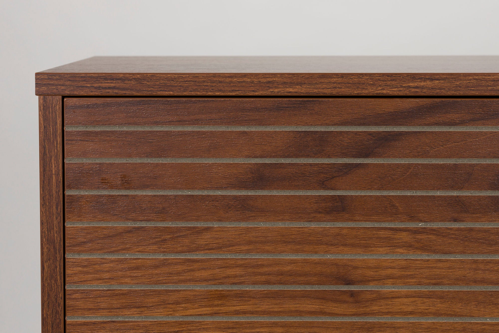 Stripes Walnut Brown Wood Cabinet