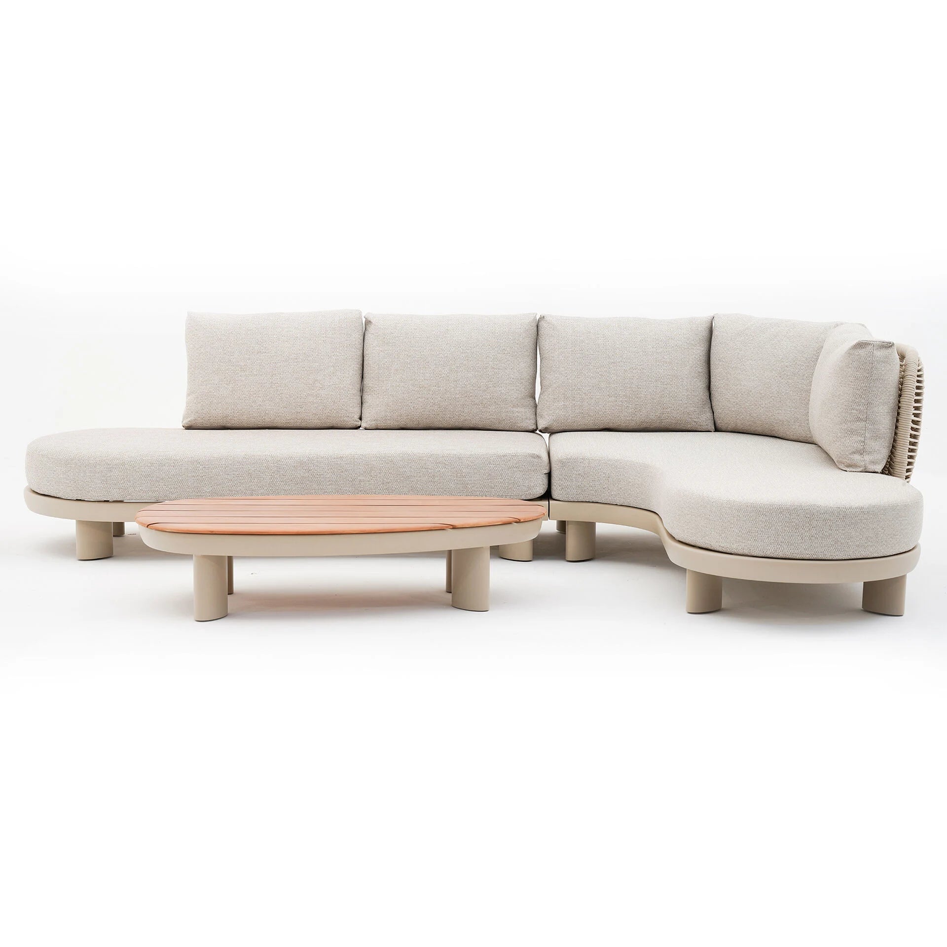 Sicily Curve Corner Sofa Set - Latte Frame- Latte Cushion