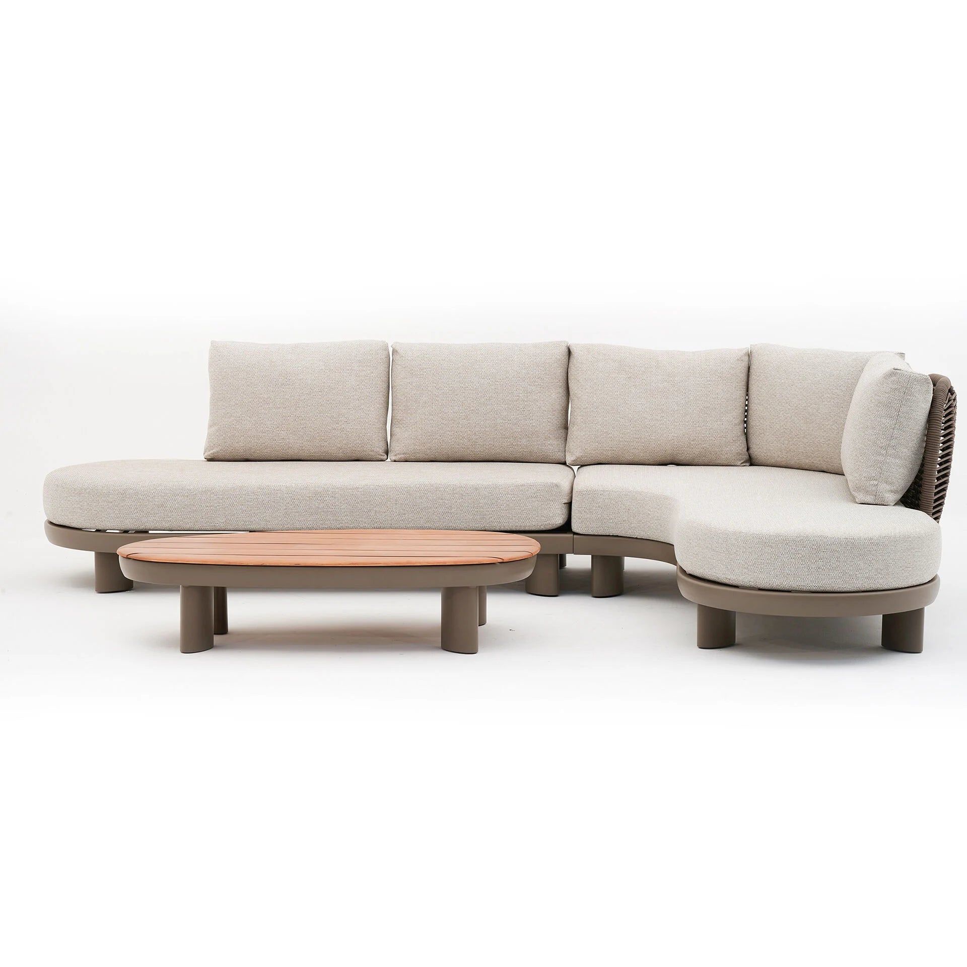 Sicily Curve Corner Sofa Set - Cafe Frame-Latte Cushion