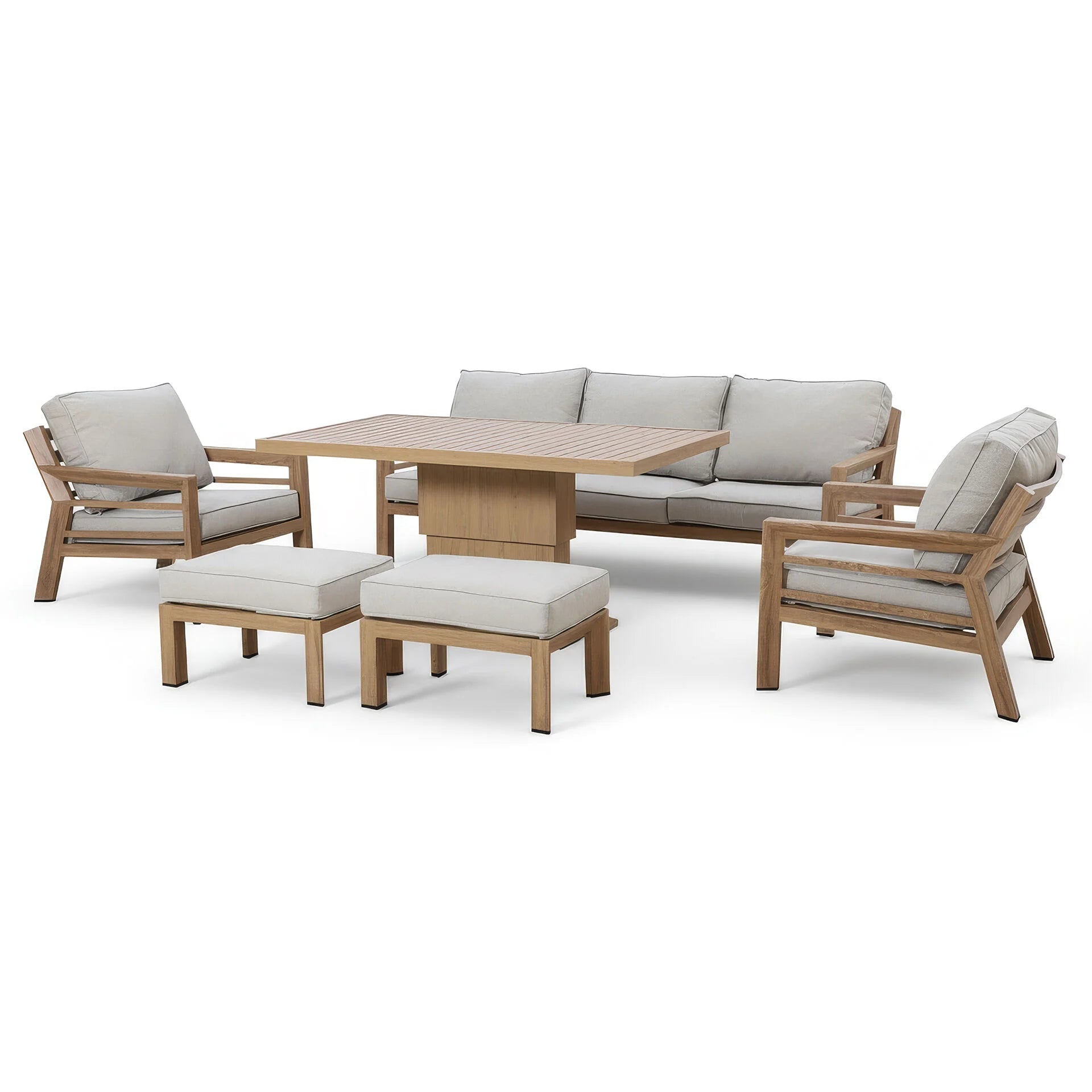 New York 3 Seater Sofa Set with Rising Table - Wood Effect