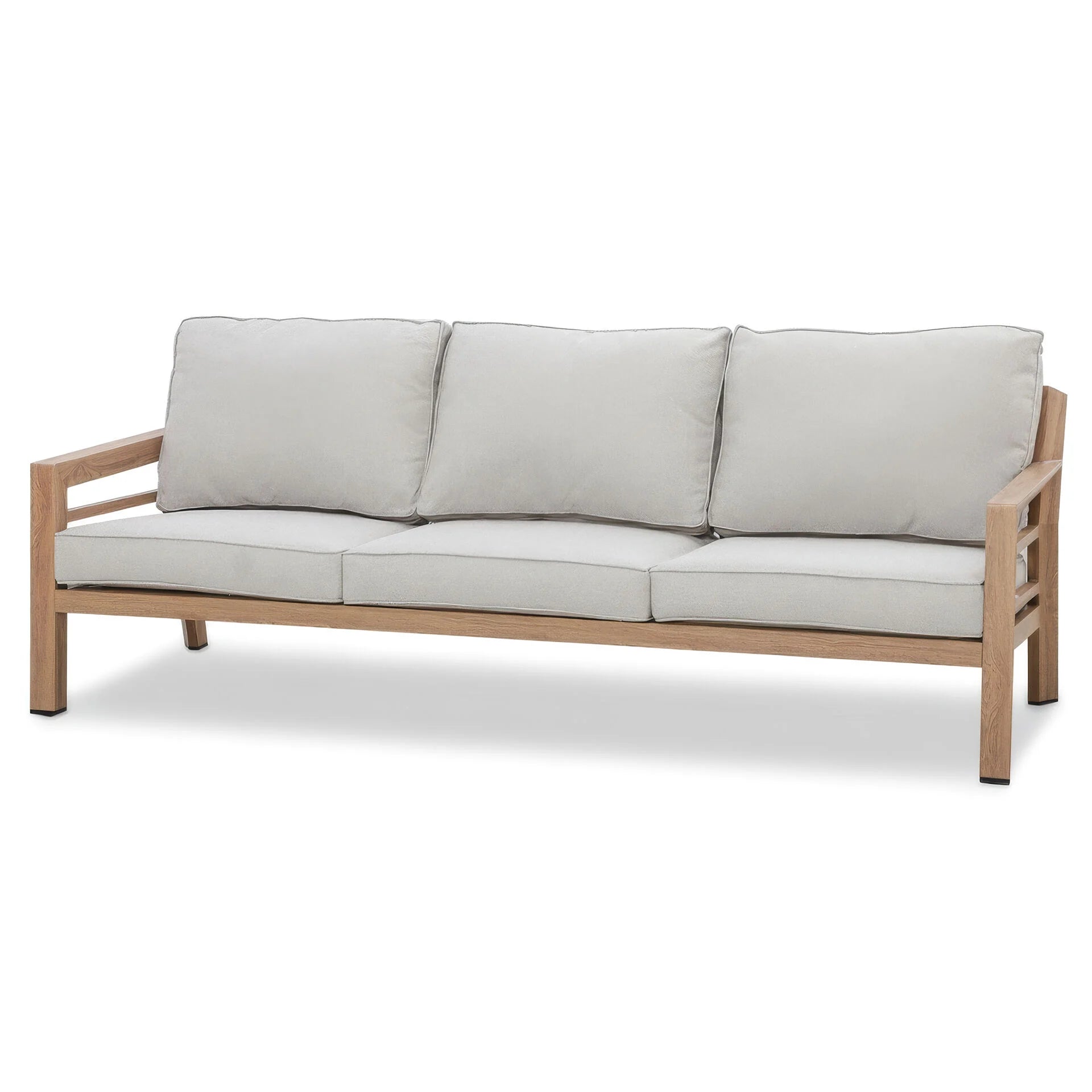 New York 3 Seater Sofa Set with Rising Table - Wood Effect