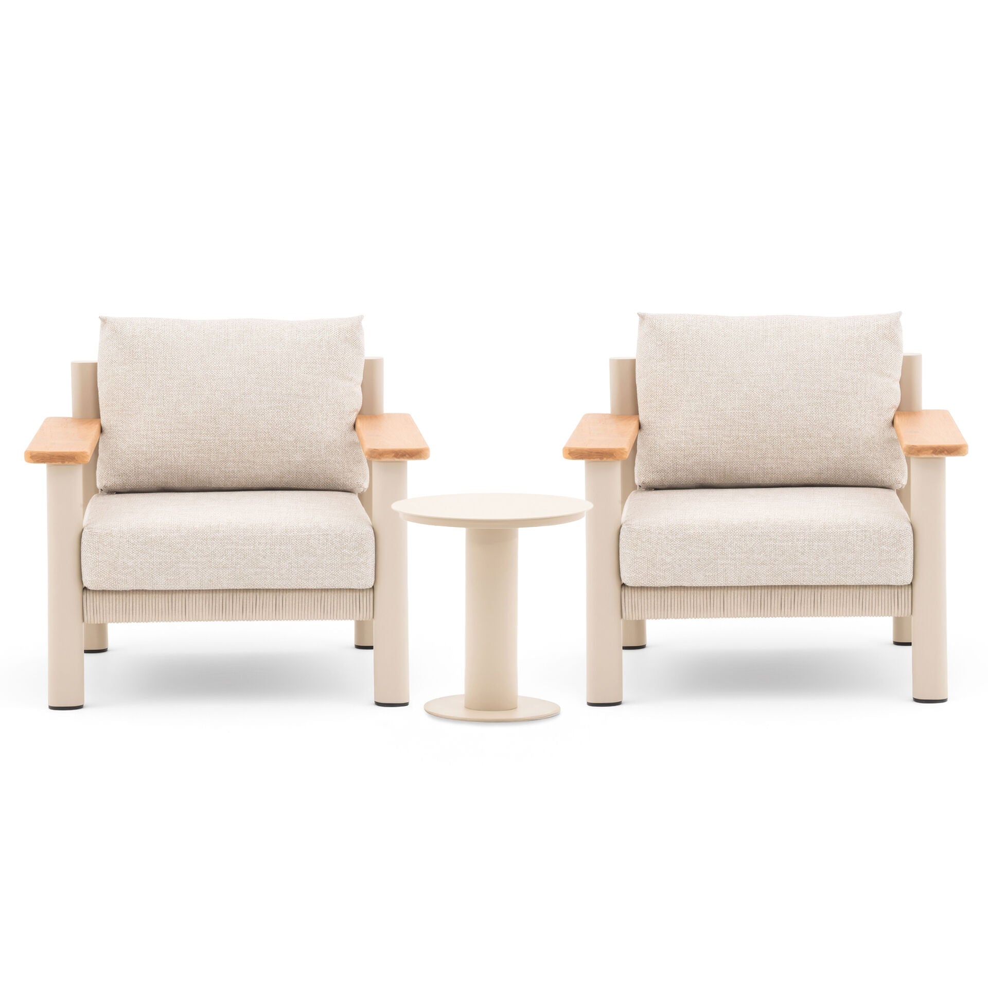 Sicily 2 Seater Lounge Set - Latte Frame-Latte Cushion