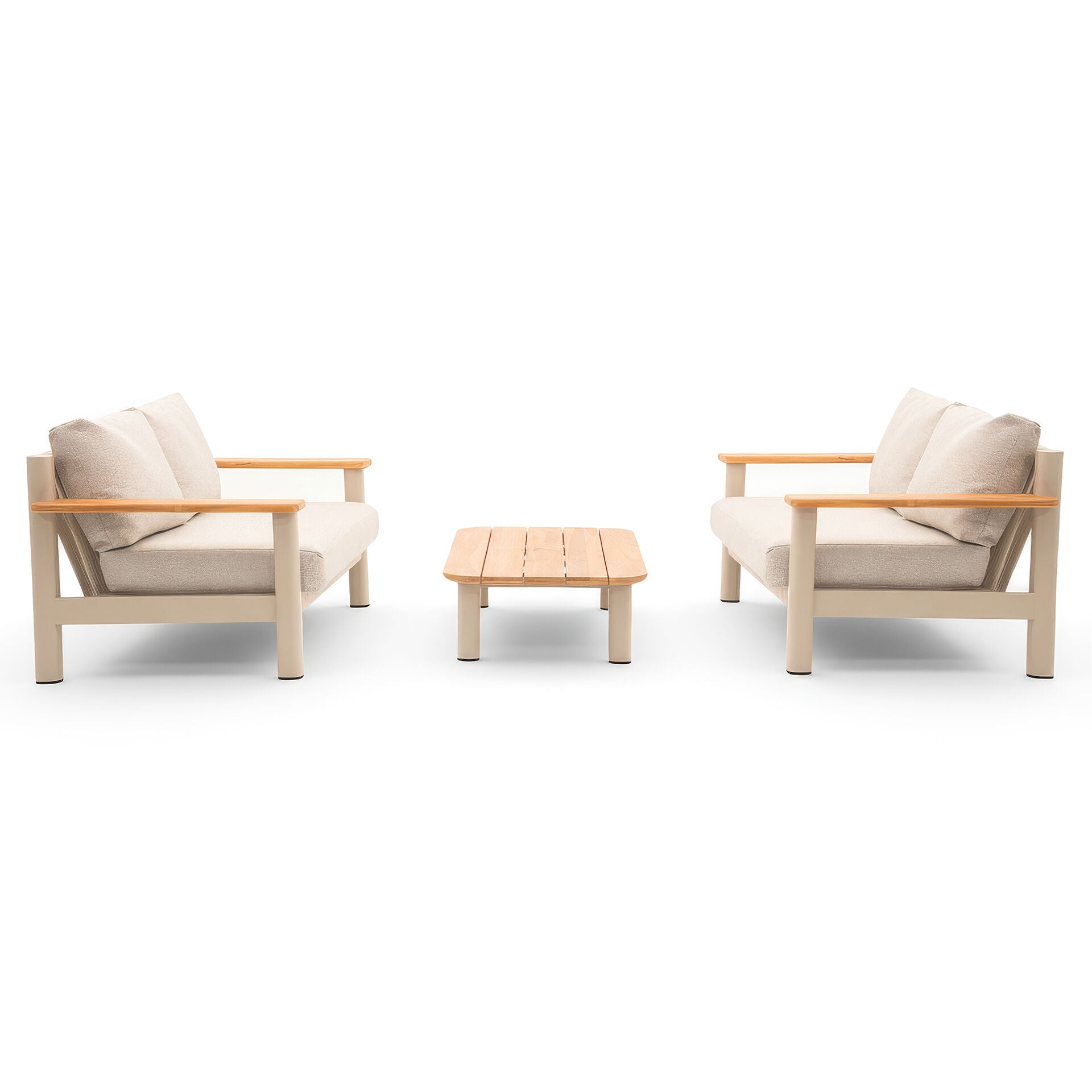 Sicily Sofa Set with 2x 2 Seater Sofas - Latte Frame-Latte Cushions