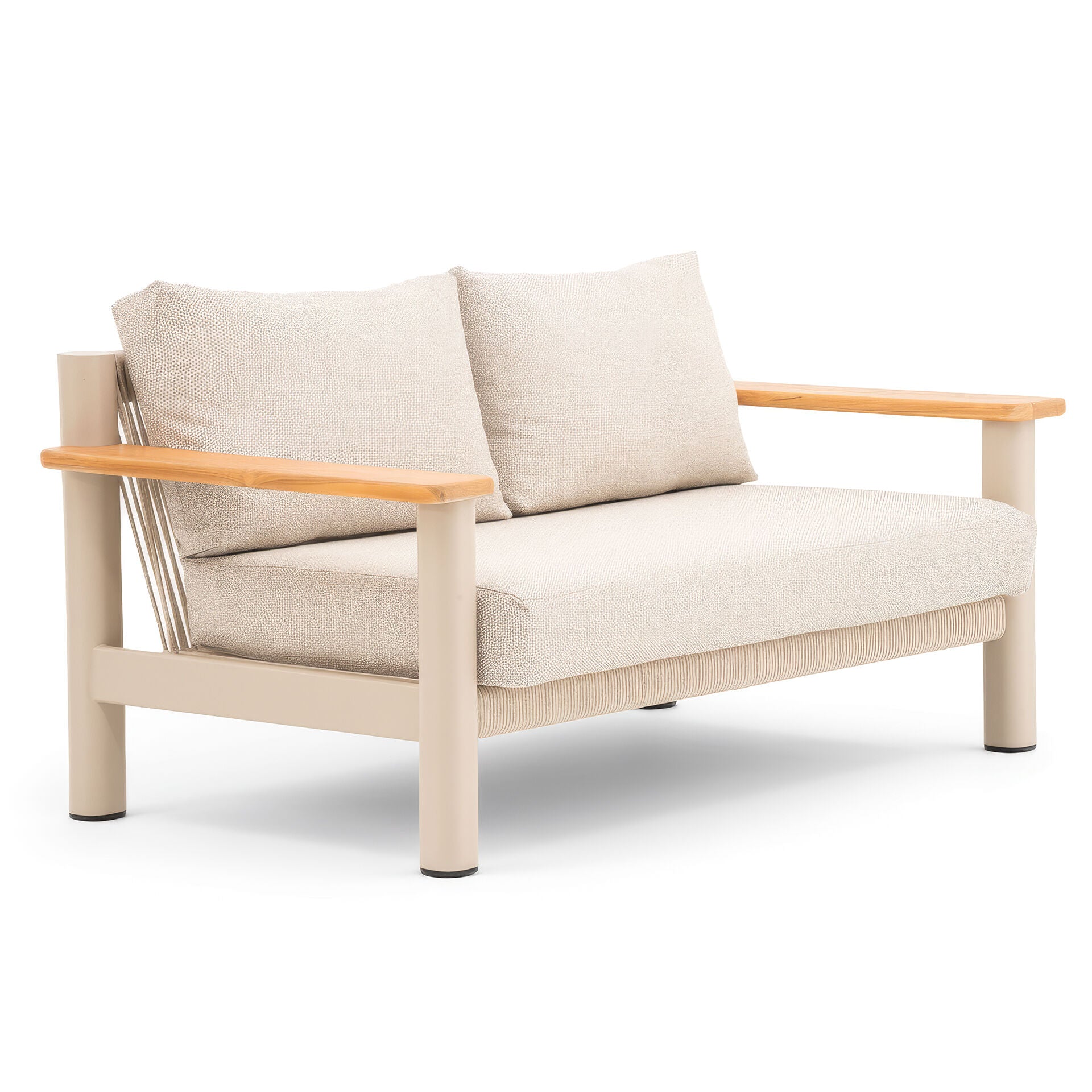 Sicily Sofa Set with 2x 2 Seater Sofas - Latte Frame-Latte Cushions