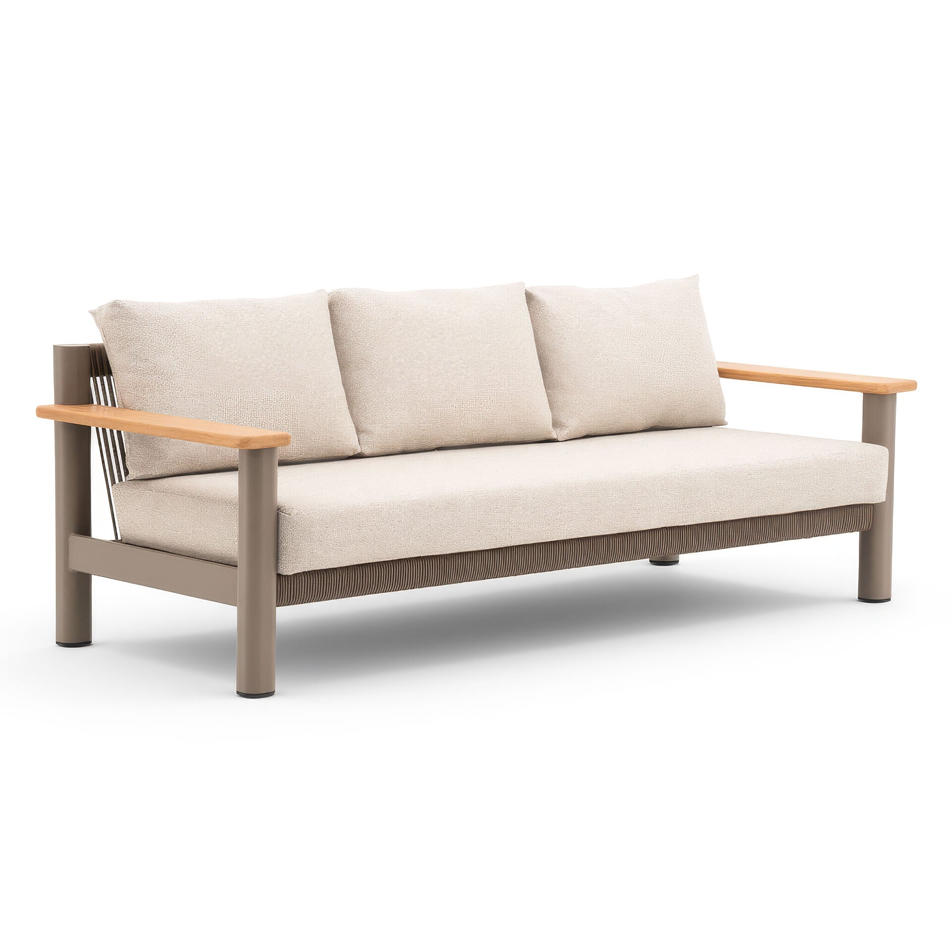 Sicily 3 Seater Sofa - Café Frame-Latte Cushion